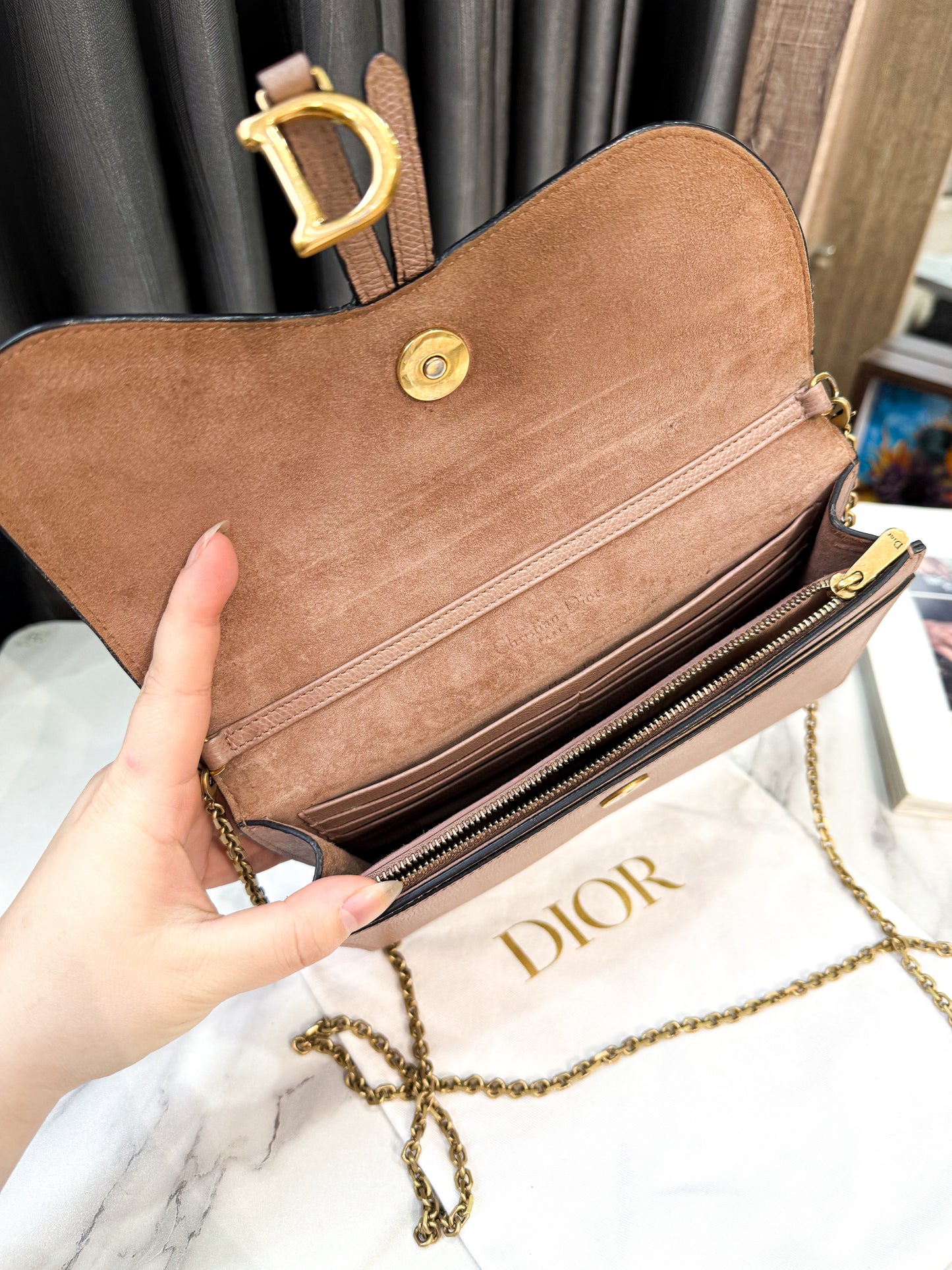 A A Pouch Dior Saddle Pink