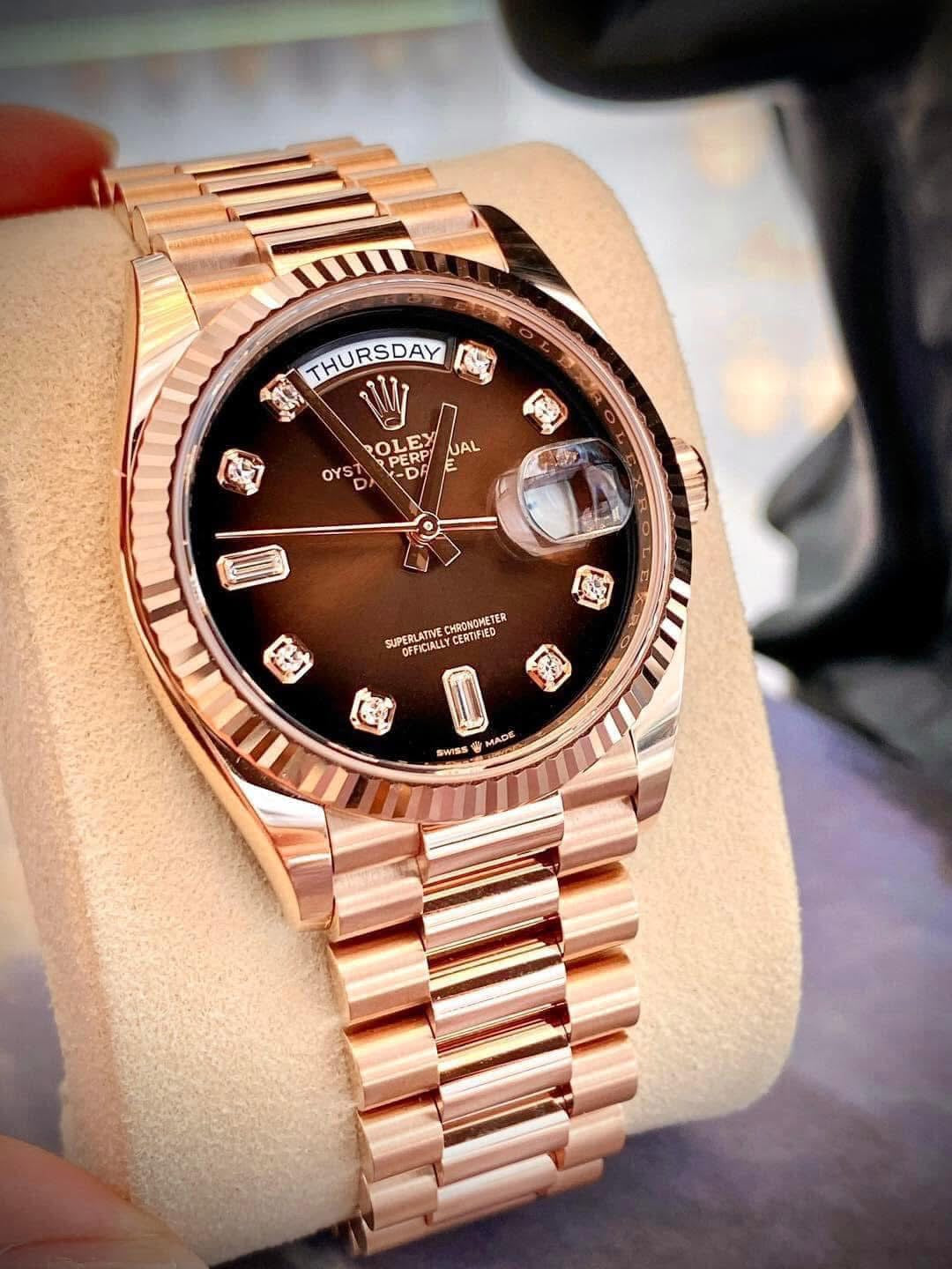 Đồng Hồ Rolex Day-Date 36mm 128235 Ombre Chocolate