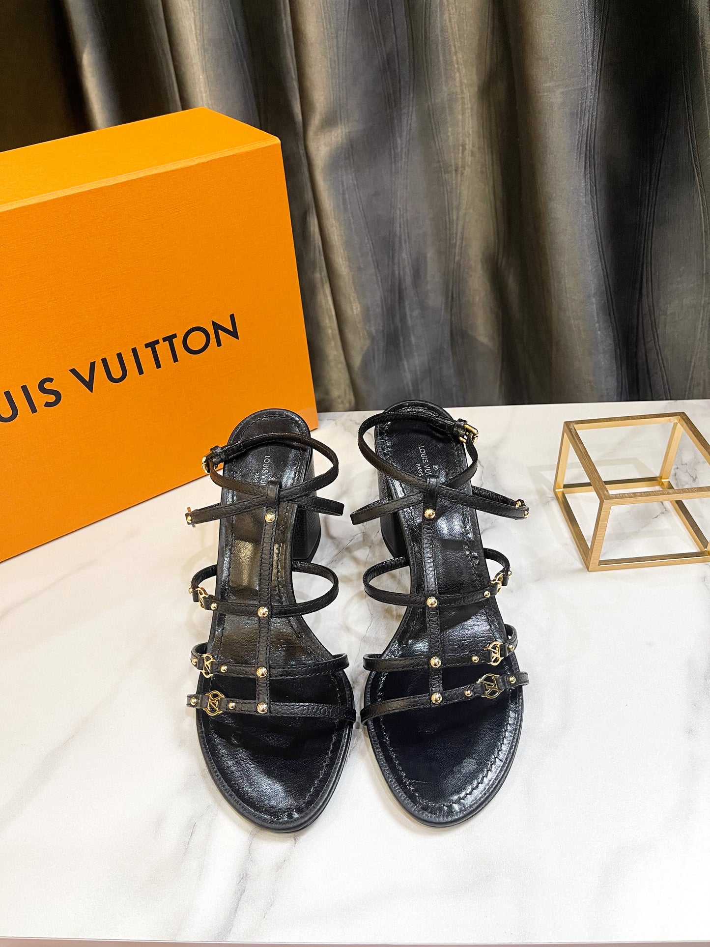 LV Sandal with Black Straps