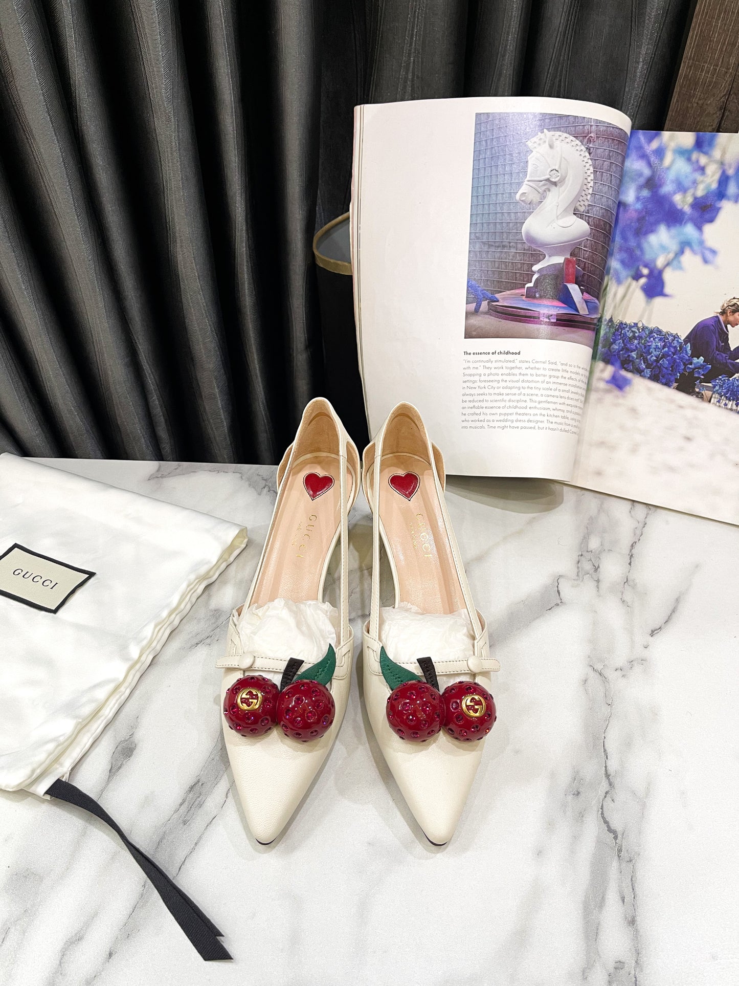 Gucci Strawberry White Shoes