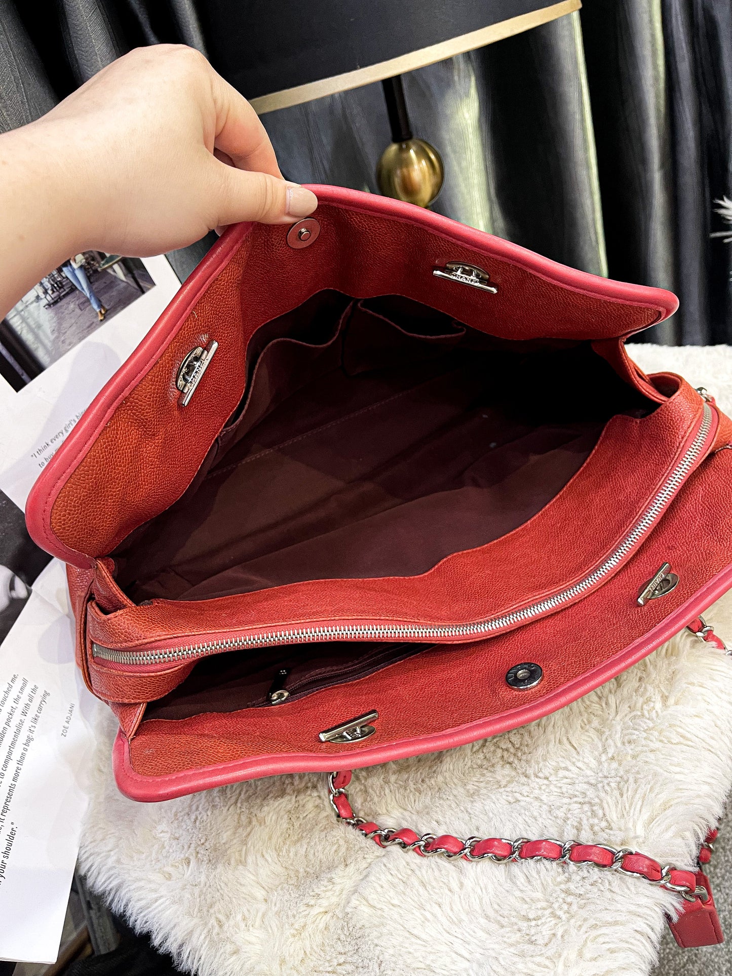 Handbag Chanel Caviar Orange