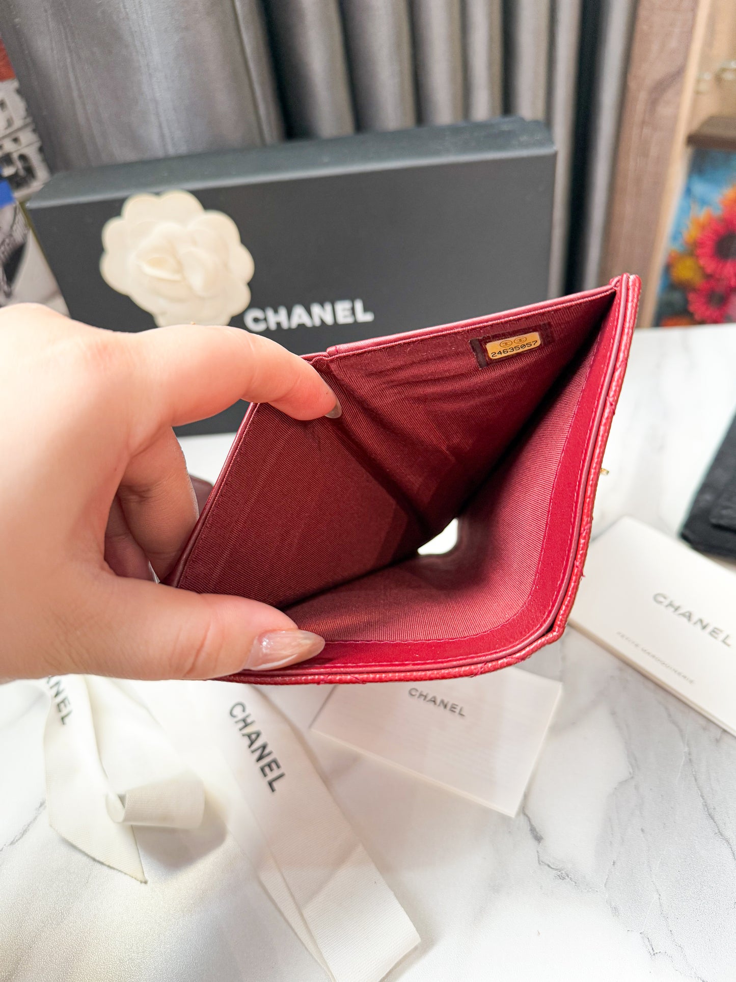 Ví Gấp Chanel Caviar Đỏ