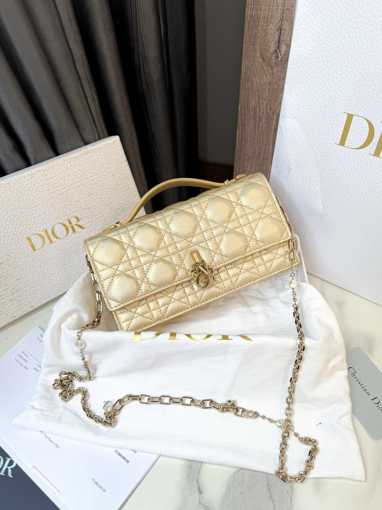 A A Dior Handle Nhũ Vàng