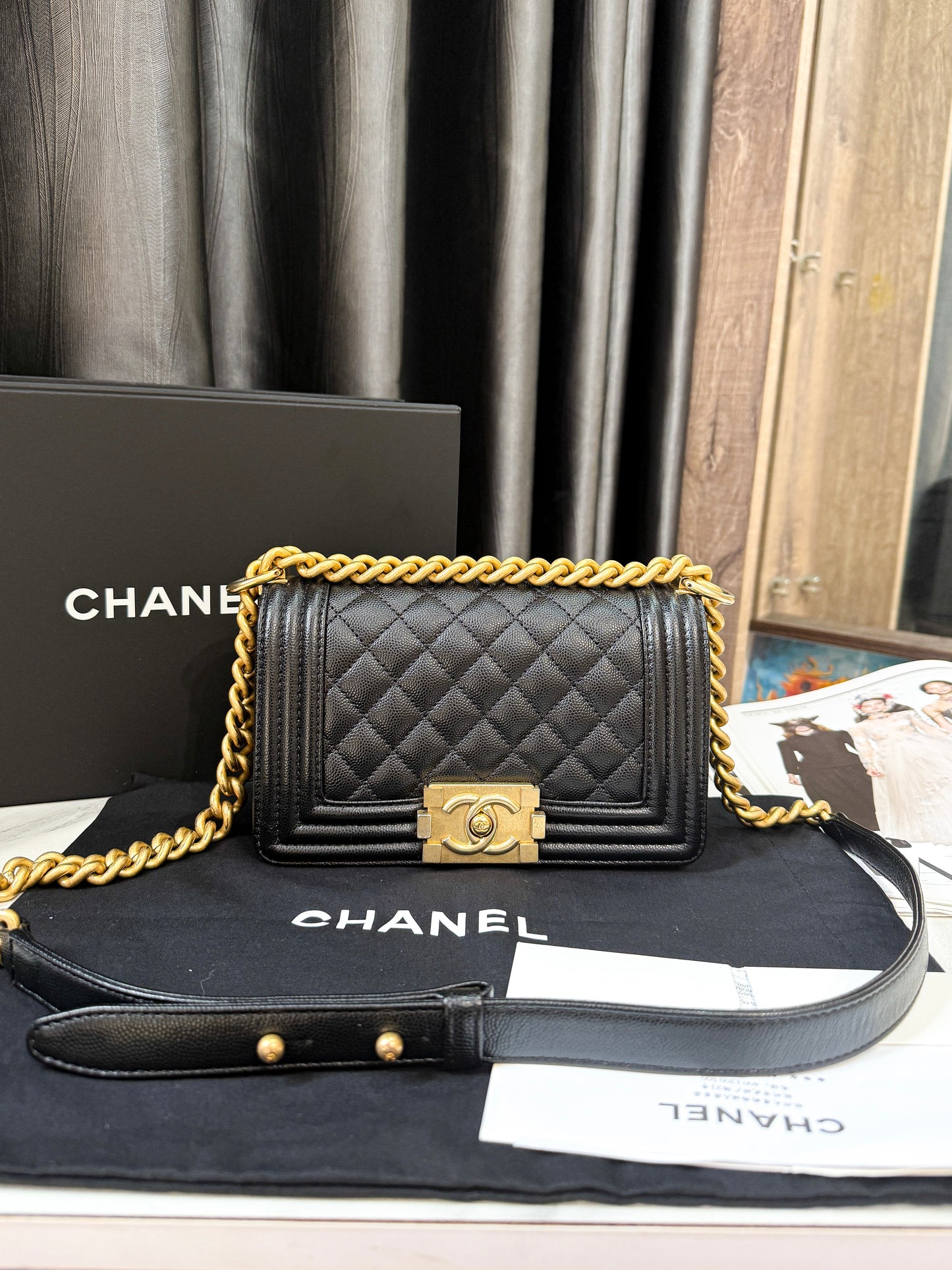 Chanel Boy S Đen Caviar
