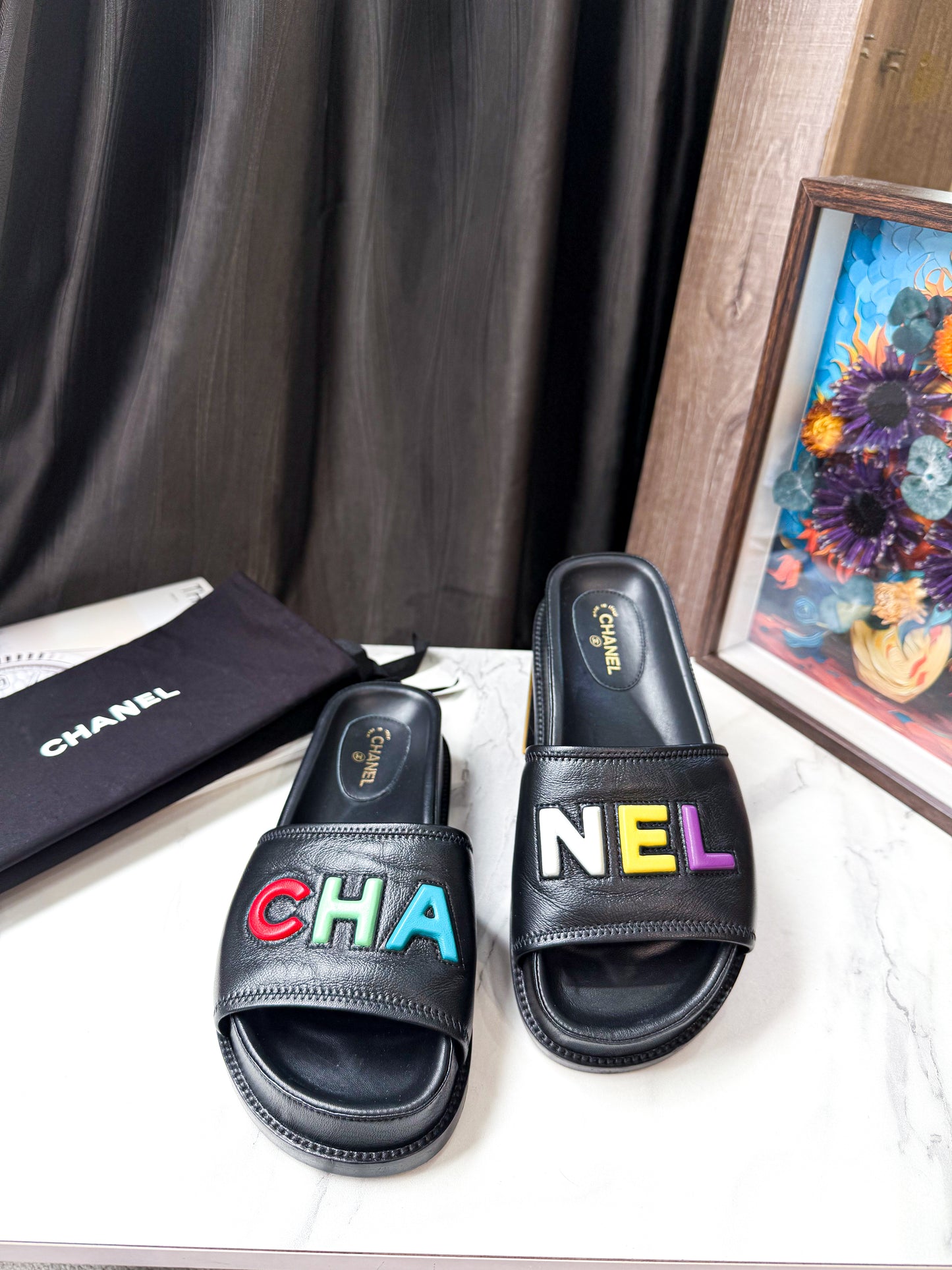 Dép Chanel Chữ Màu Size 38
