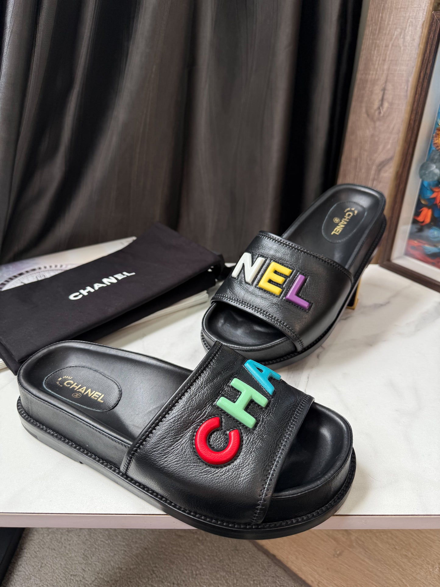 Dép Chanel Chữ Màu Size 38