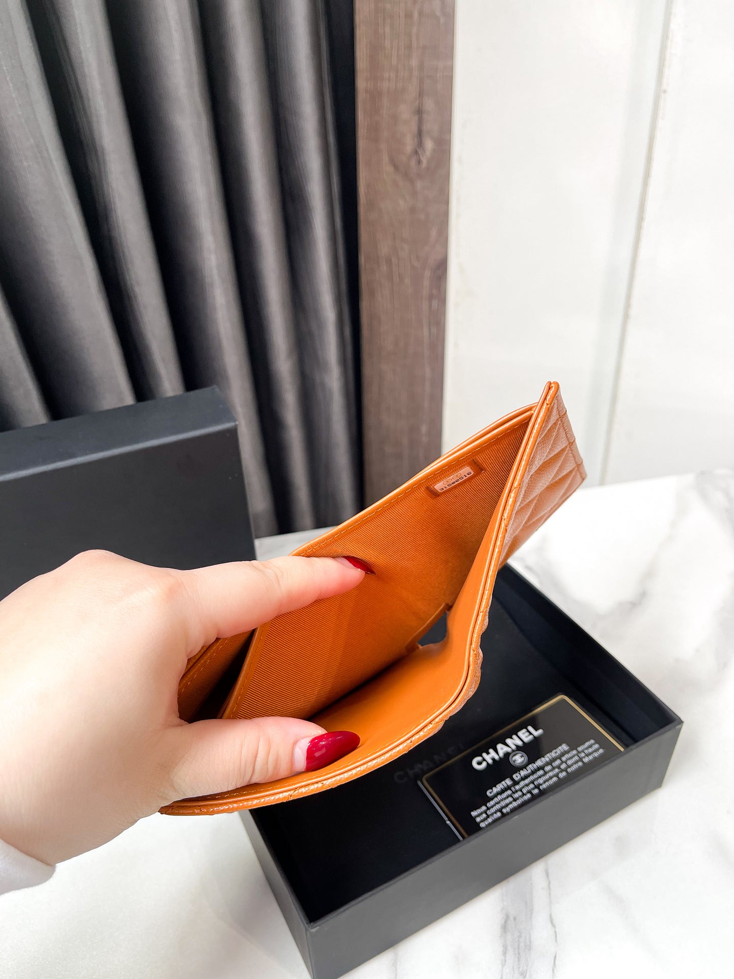 Ví Gấp Chanel Caviar Màu Camel