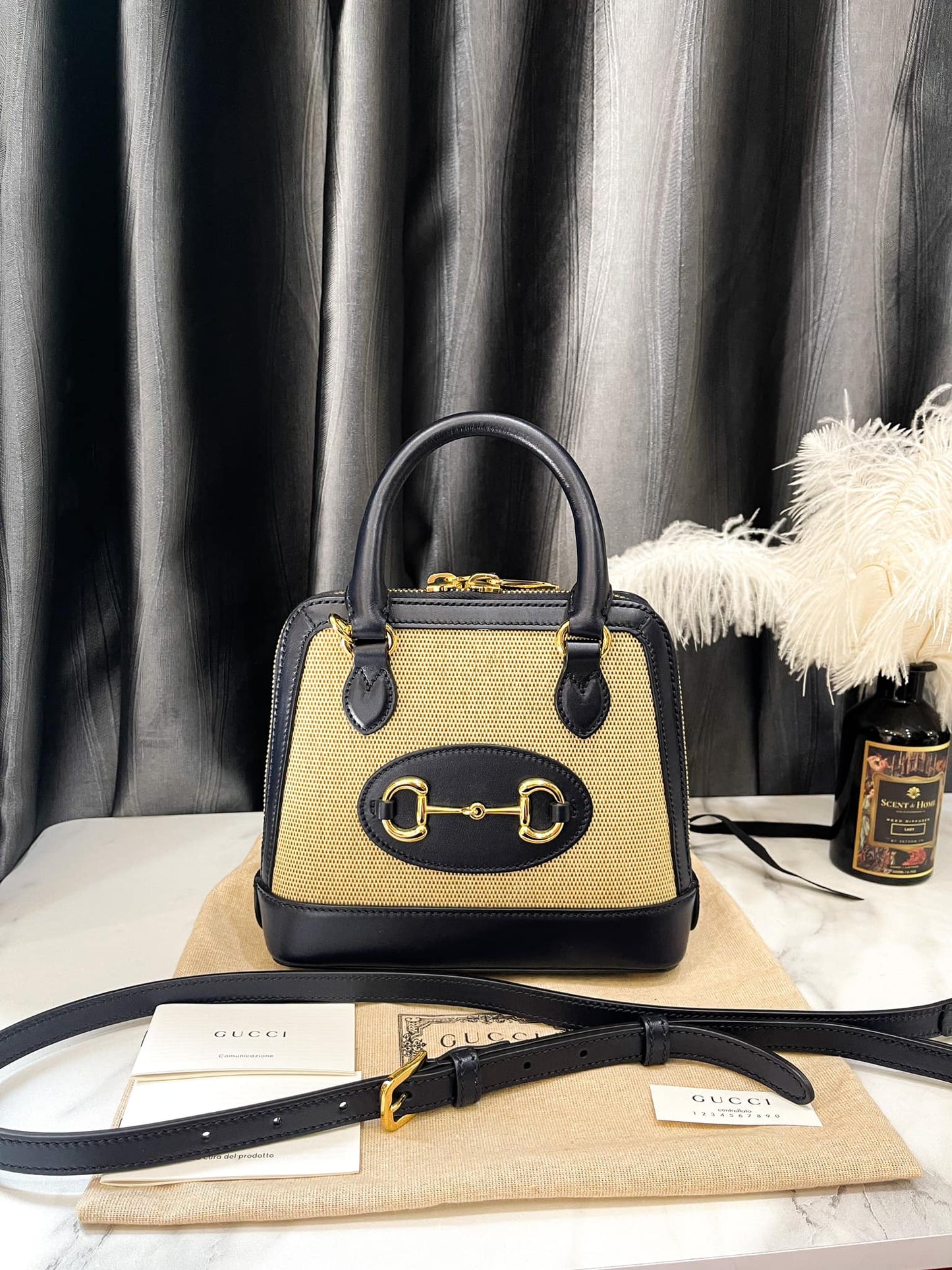 Handbag Gucci Canvas Mixed Leather