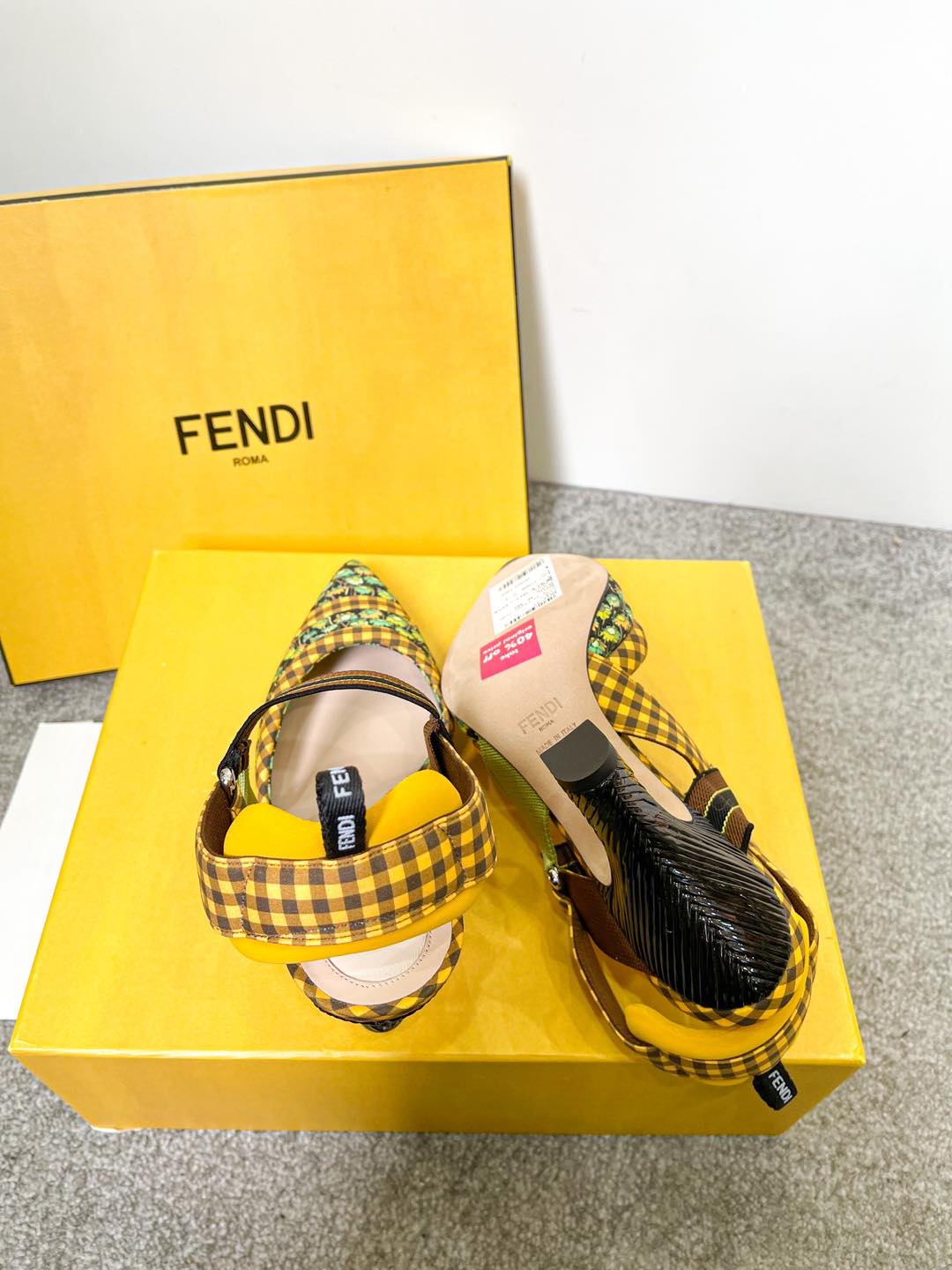 Fendi Green Yellow Slingback