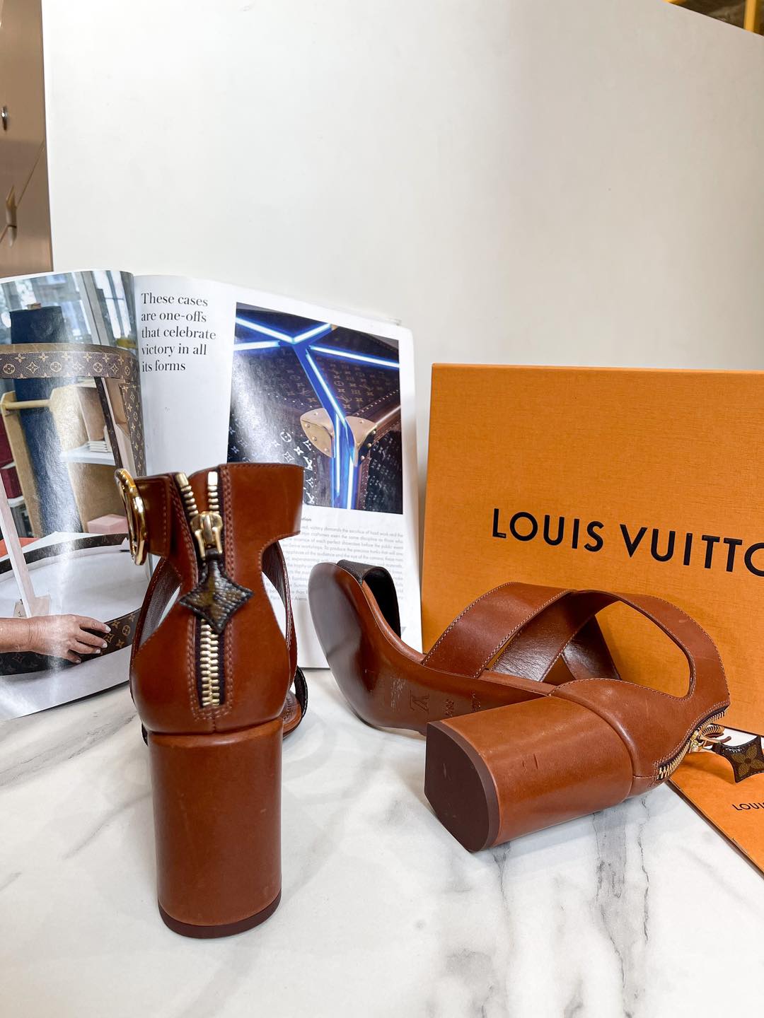 LV Brown Mono Strap Sandal