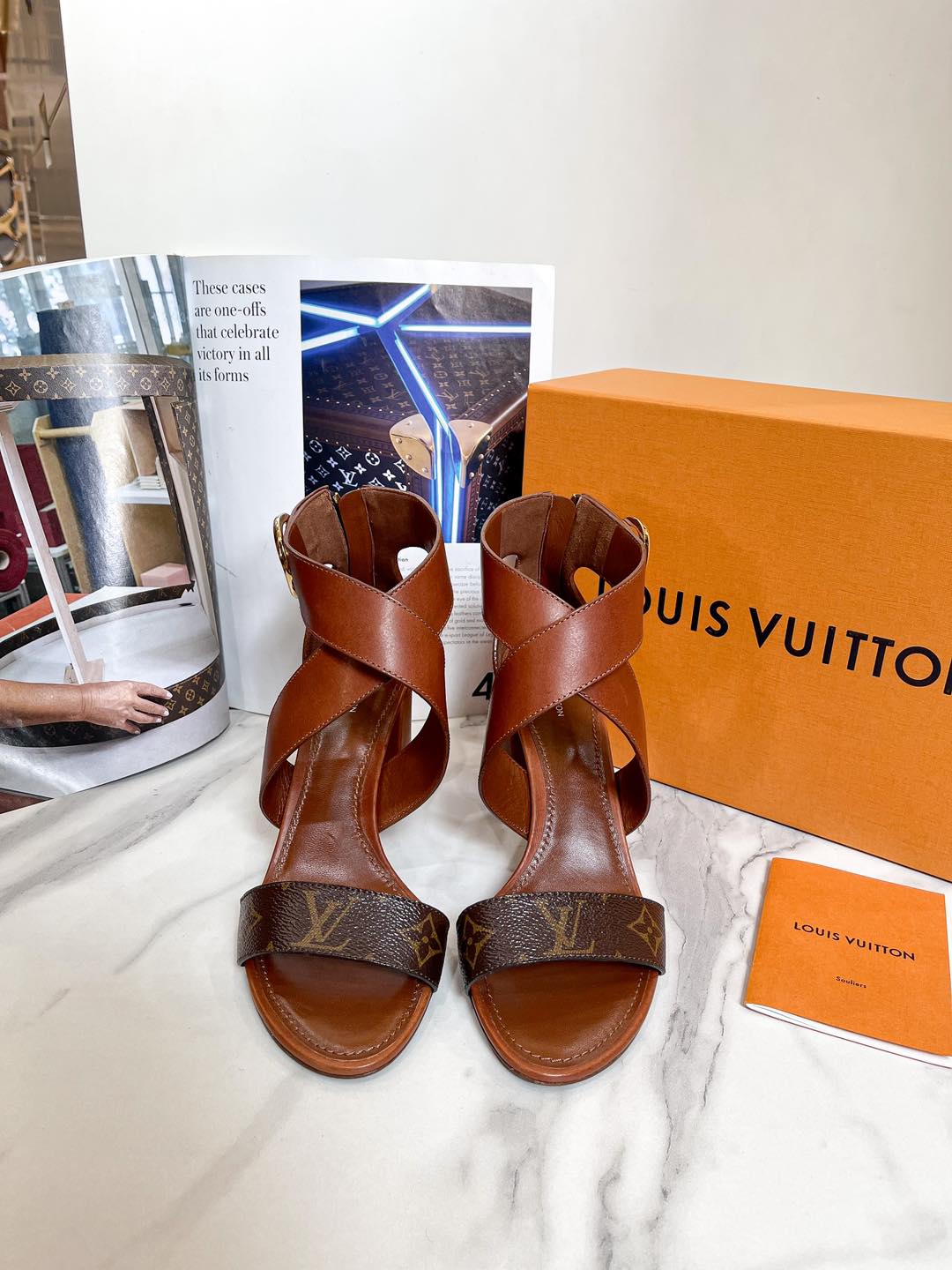 LV Brown Mono Strap Sandal