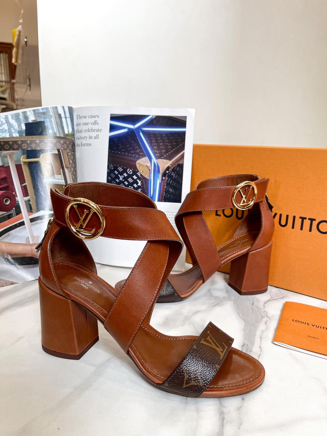 LV Brown Mono Strap Sandal