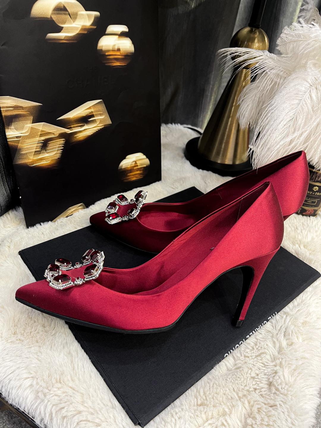 Roger Red Satin Shoes
