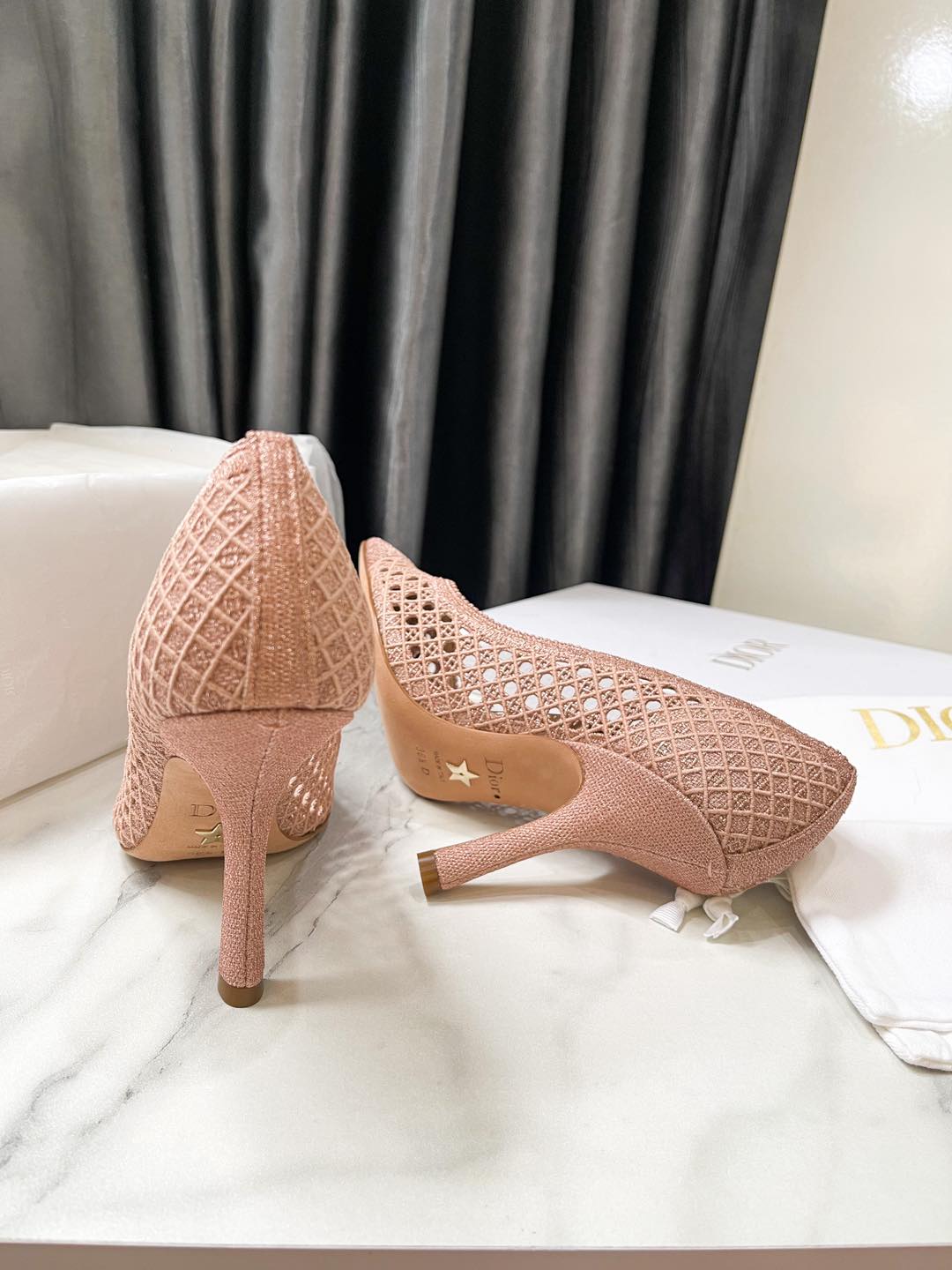 Dior Lace Nude Pink High Heels