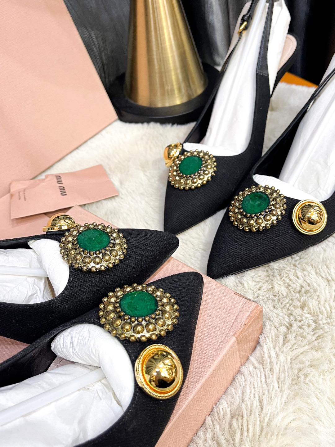 Miu Miu High Heels with Metal Embellishments