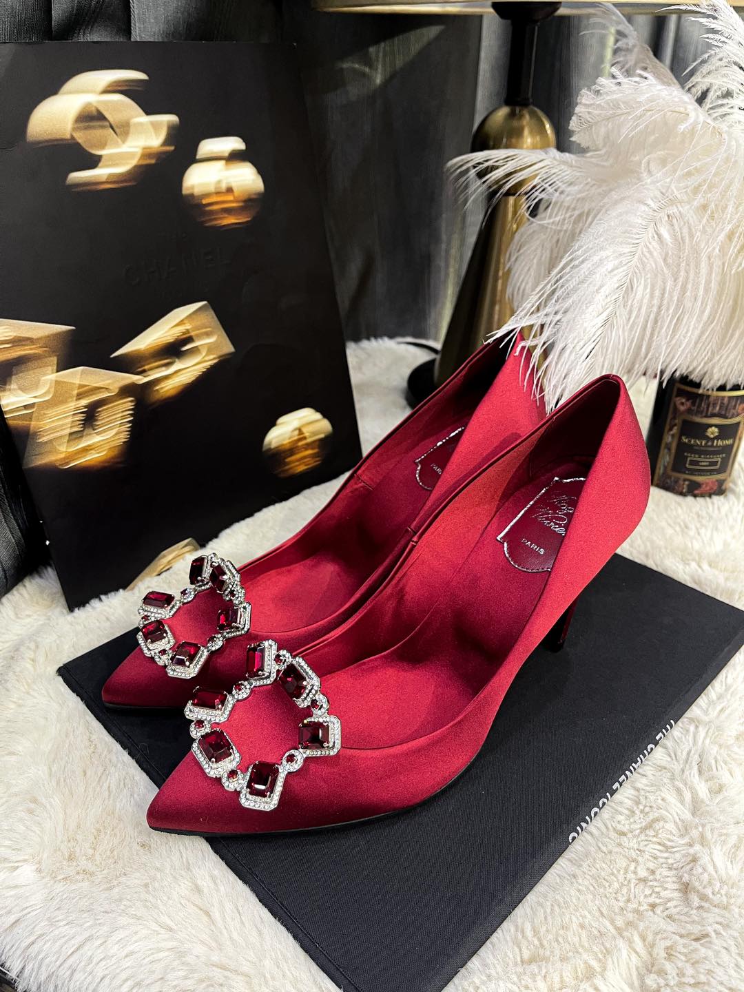 Roger Red Satin Shoes