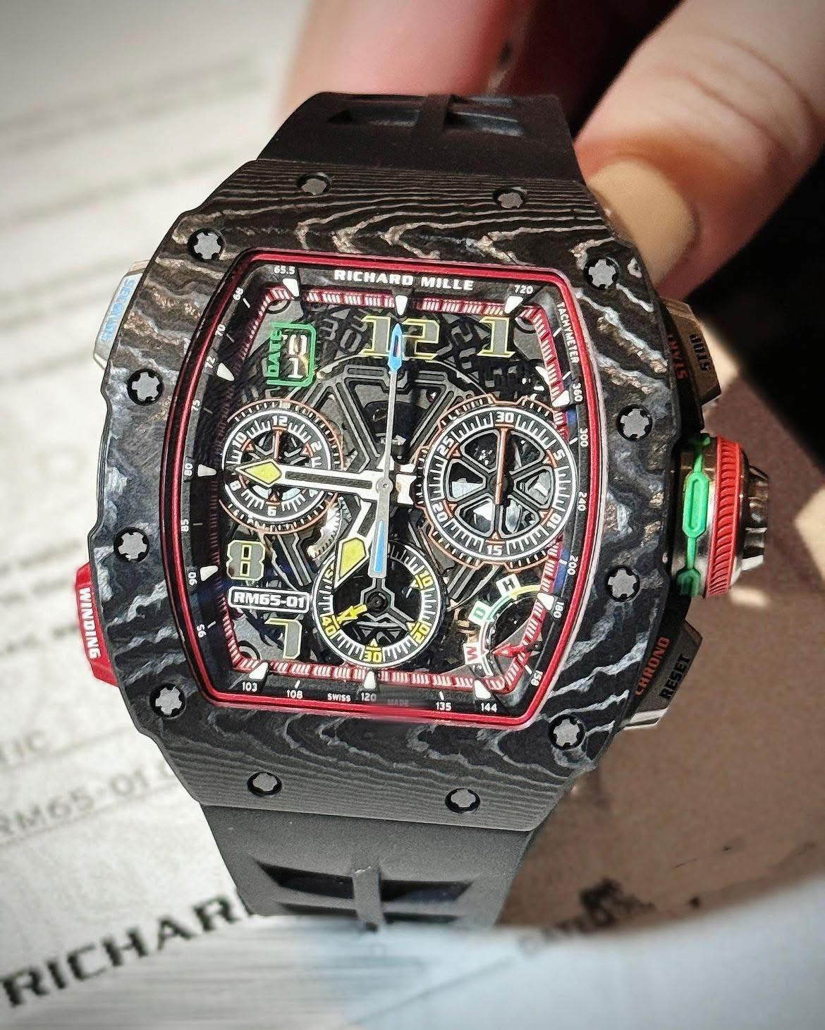 Đồng Hồ Richard Mille RM65-01 Carbon TPT Split -Seconds Chronograph