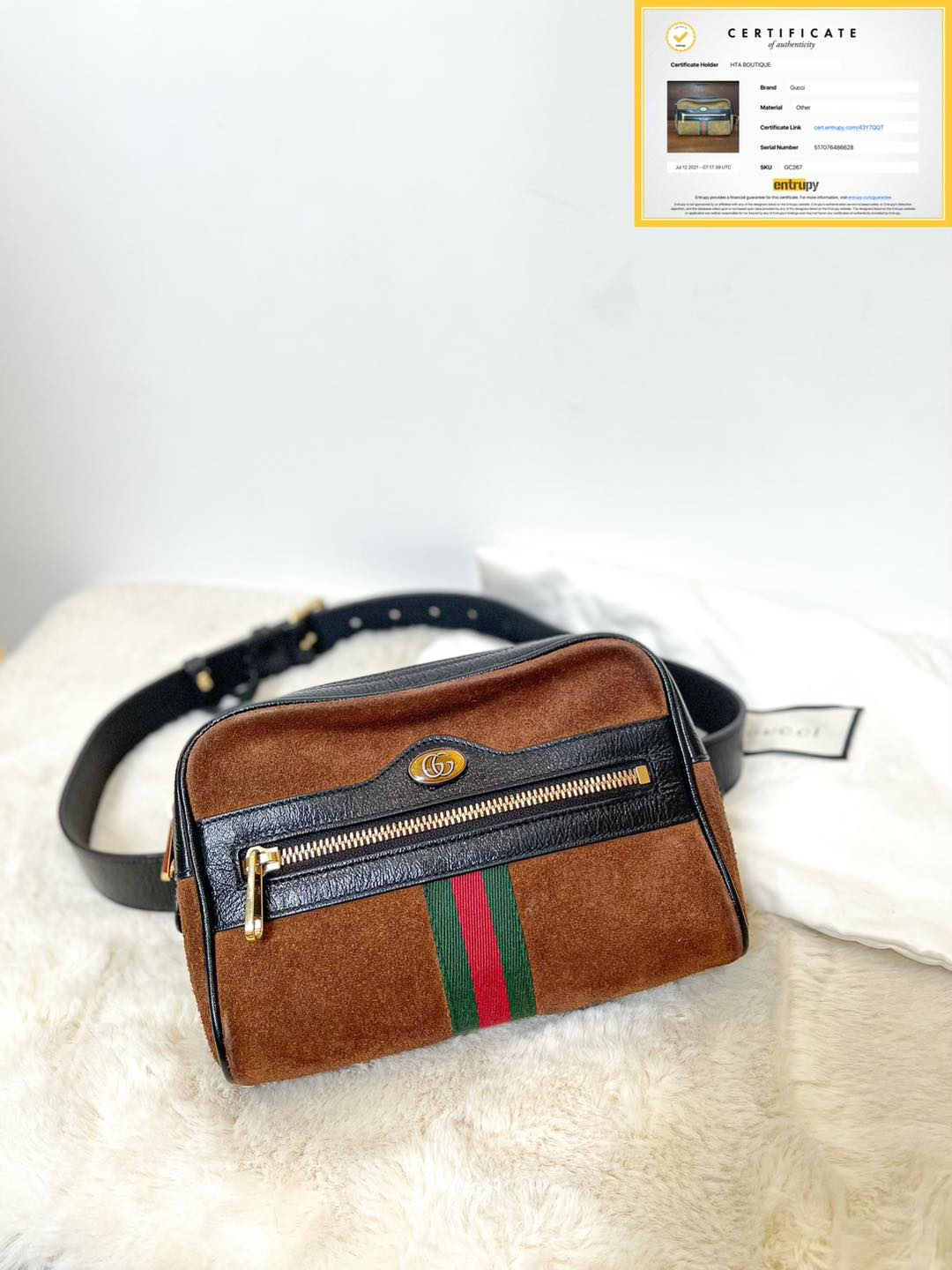 Gucci Beltbag Da Lộn Nâu