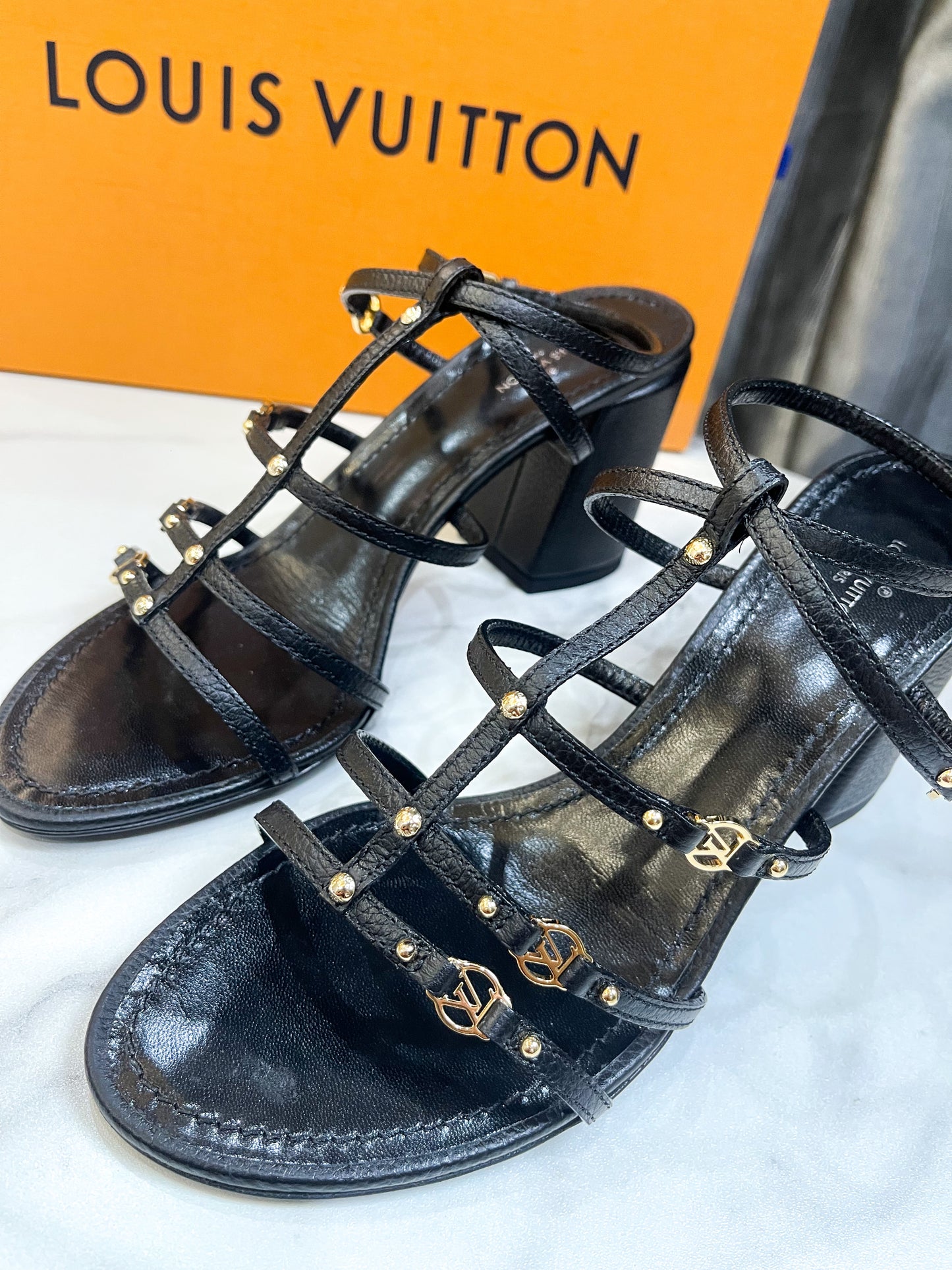 LV Sandal with Black Straps