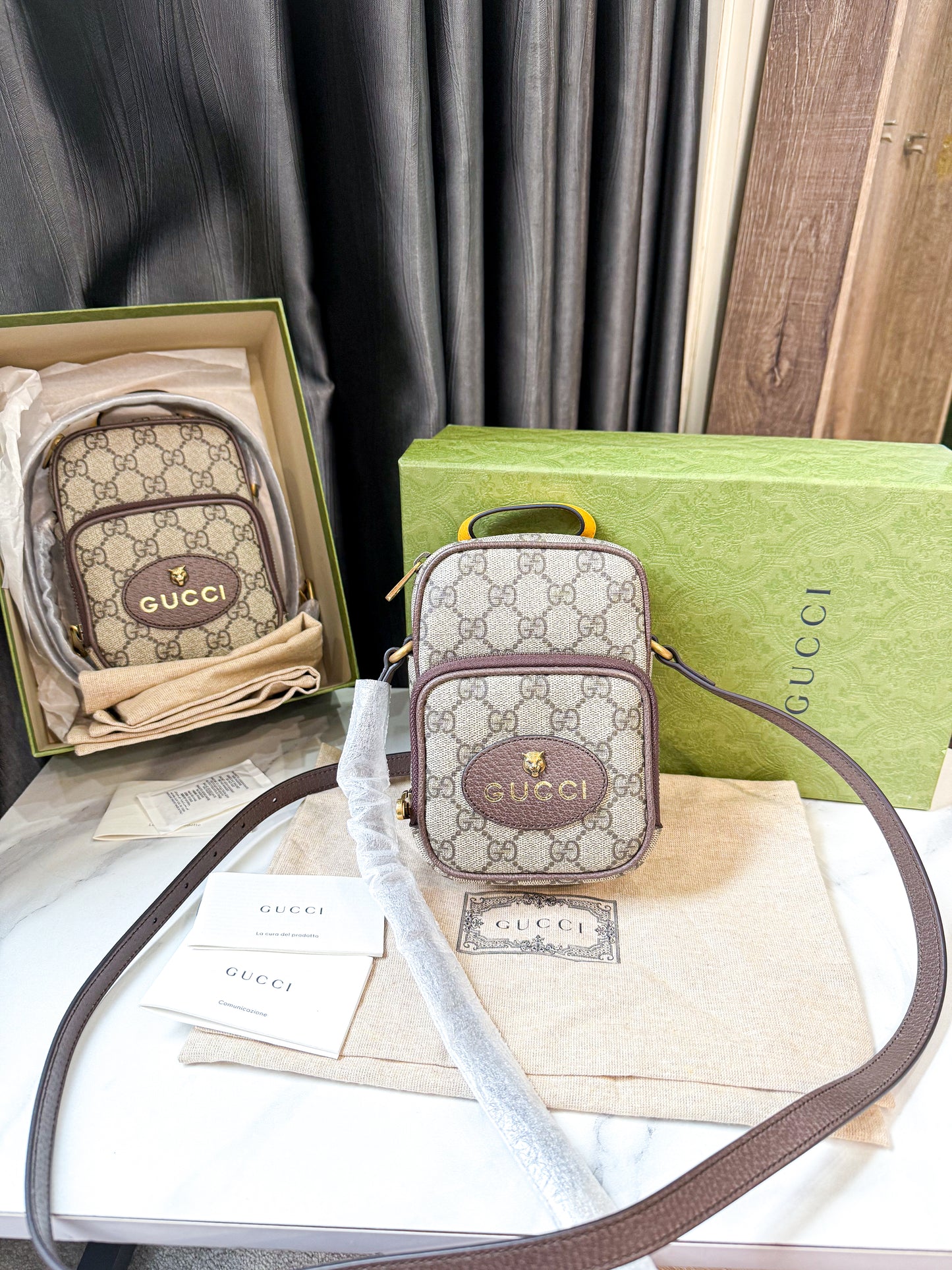 A A Túi Chéo Gucci Đầu Hổ Quai Vàng New