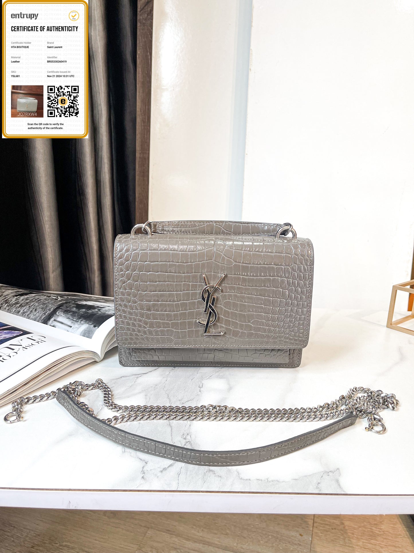 YSL Croc Grey