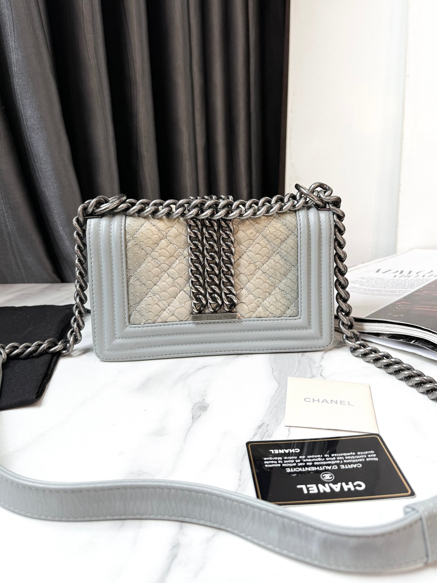 Chanel Boy Size S Da Trăn Python