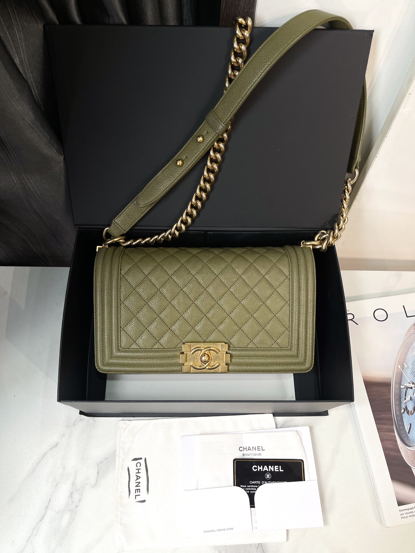 Chanel Boy Xanh Size M