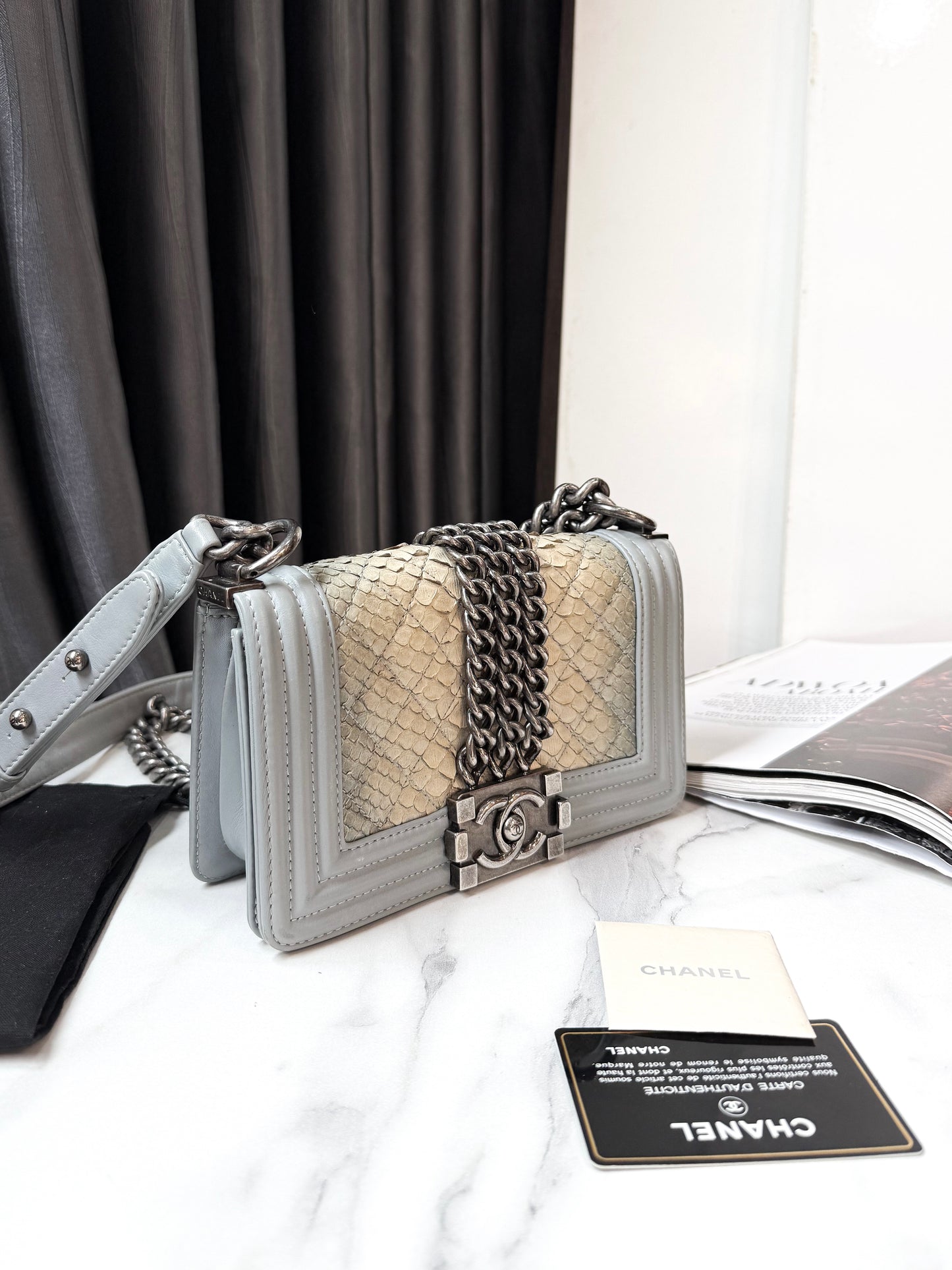 Chanel Boy Size S Da Trăn Python