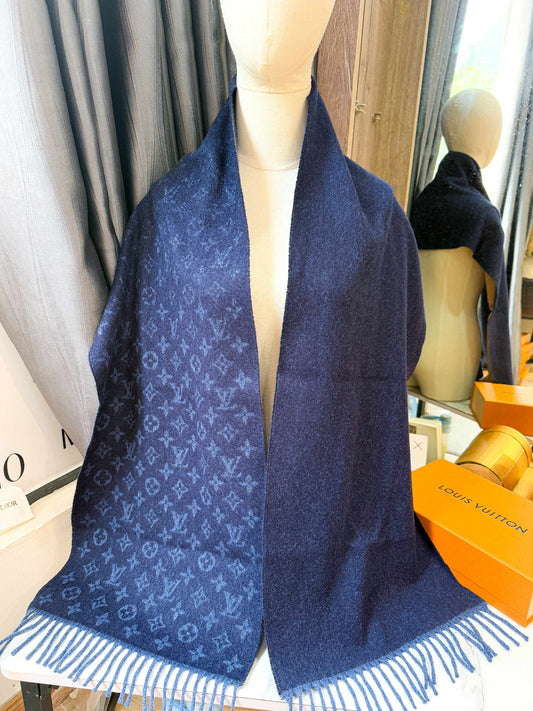 Khăn LV Cashmere+ Len Xanh Than 15/6