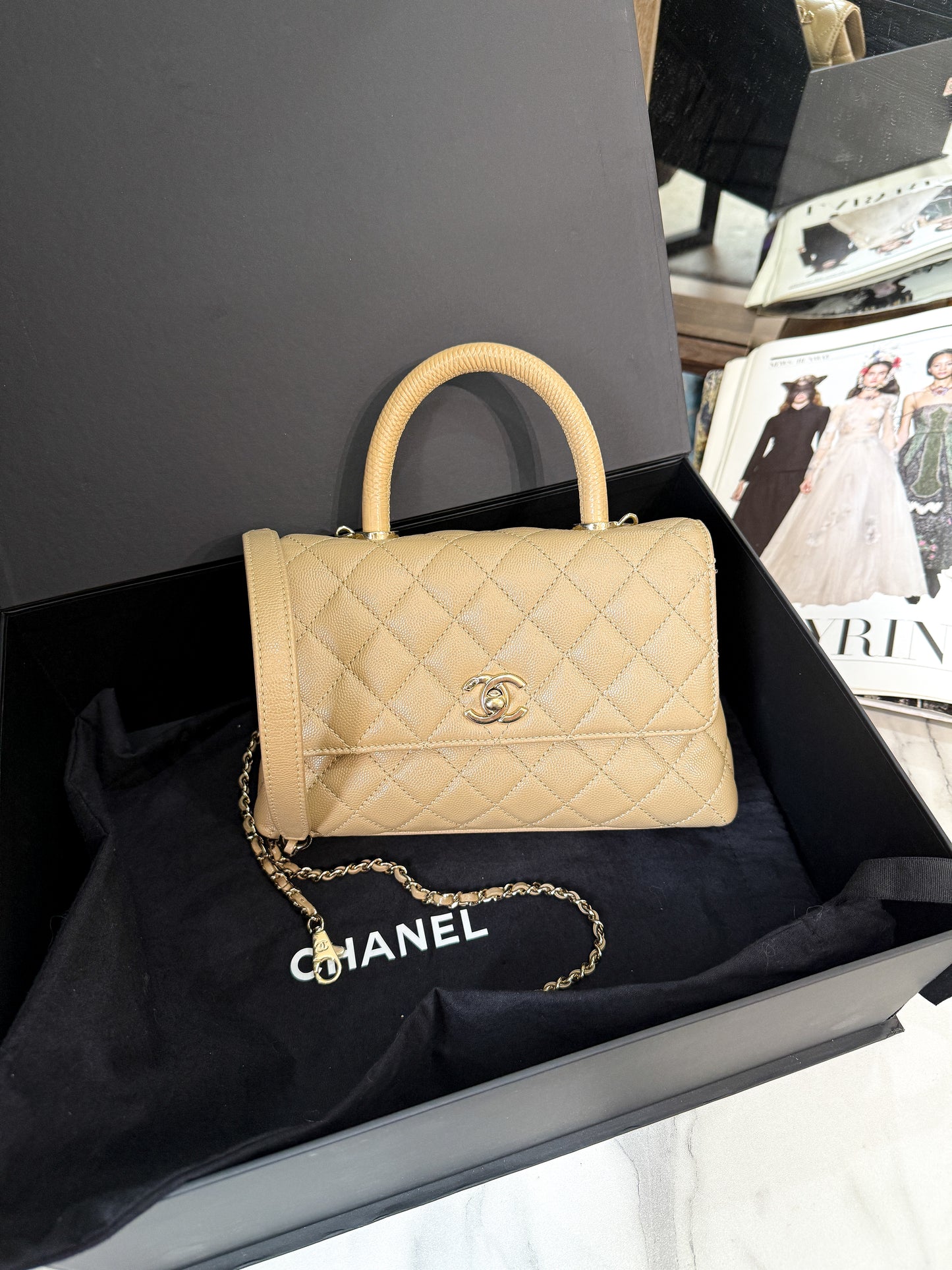 A A Chanel Coco 9.5 Begie Caviar