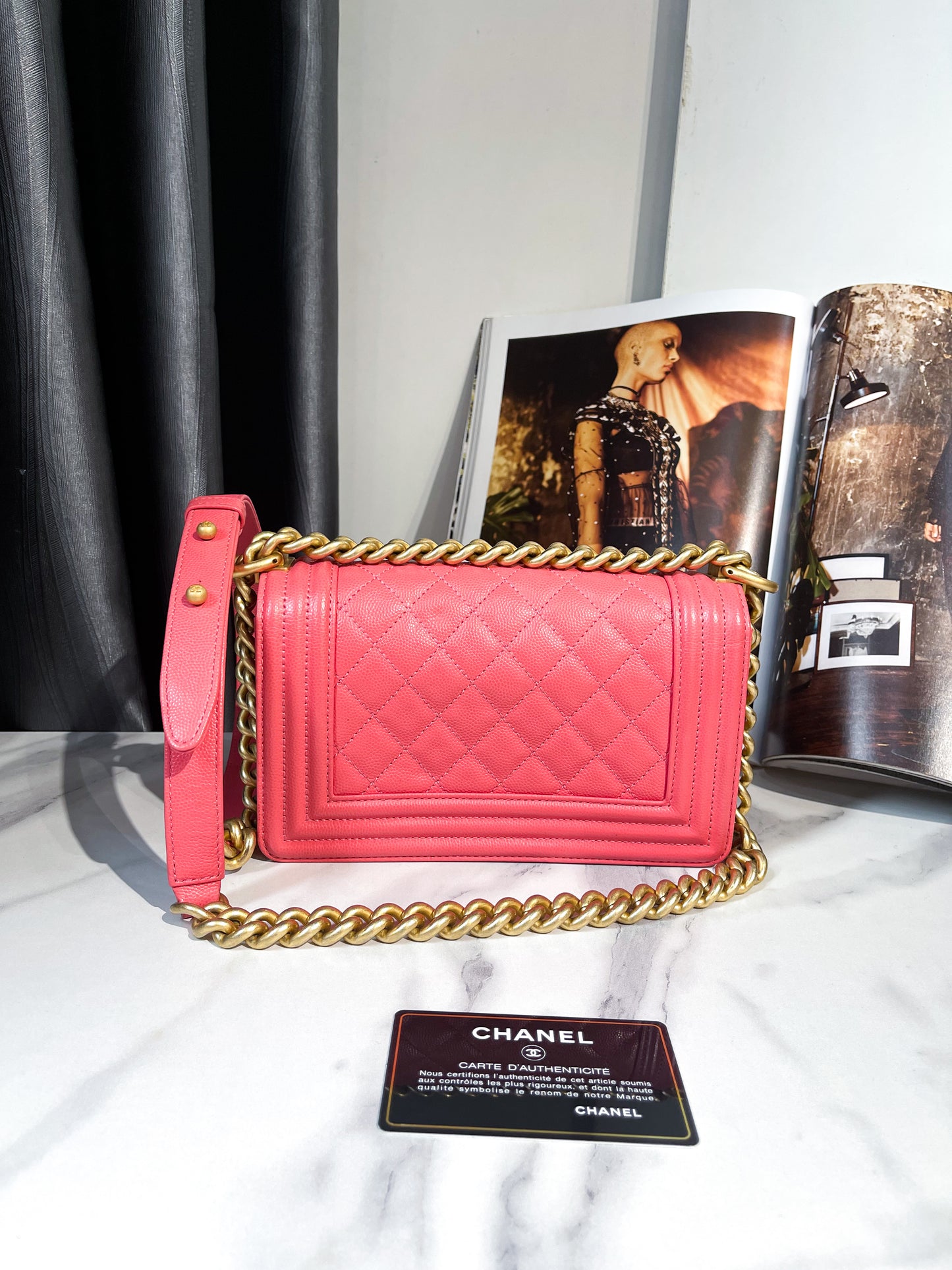 Chanel Boy S Hồng Caviar