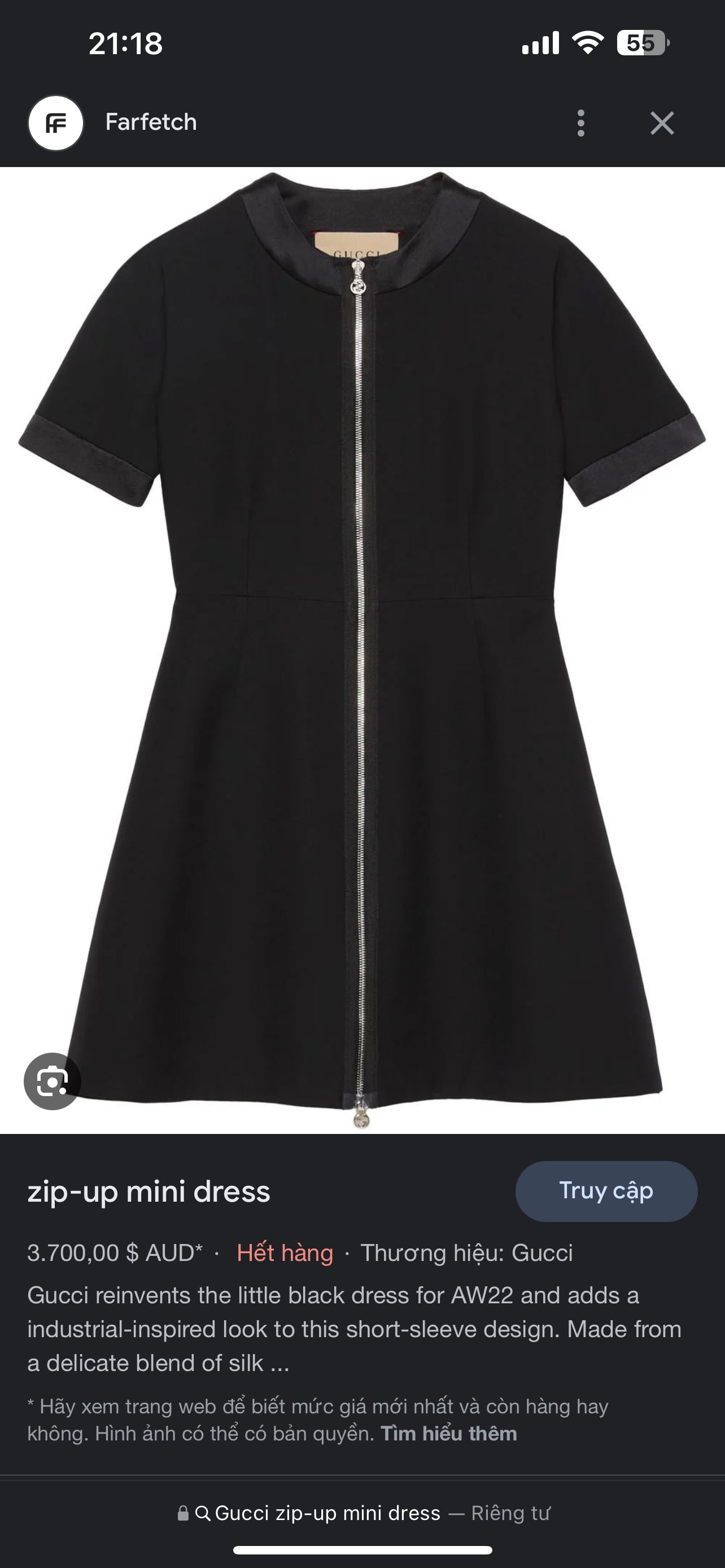 Đầm Gucci Khoá Dọc