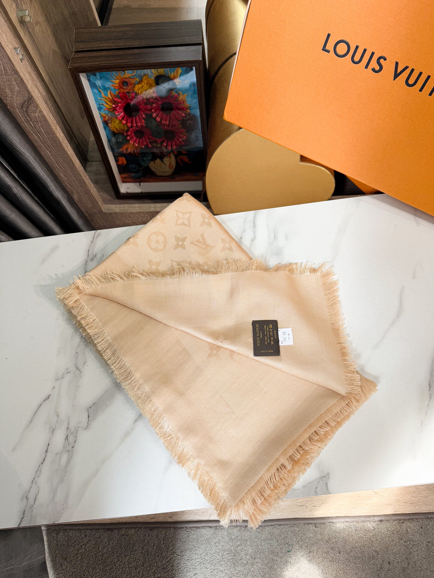 Khăn LV Begie Nâu 7/3