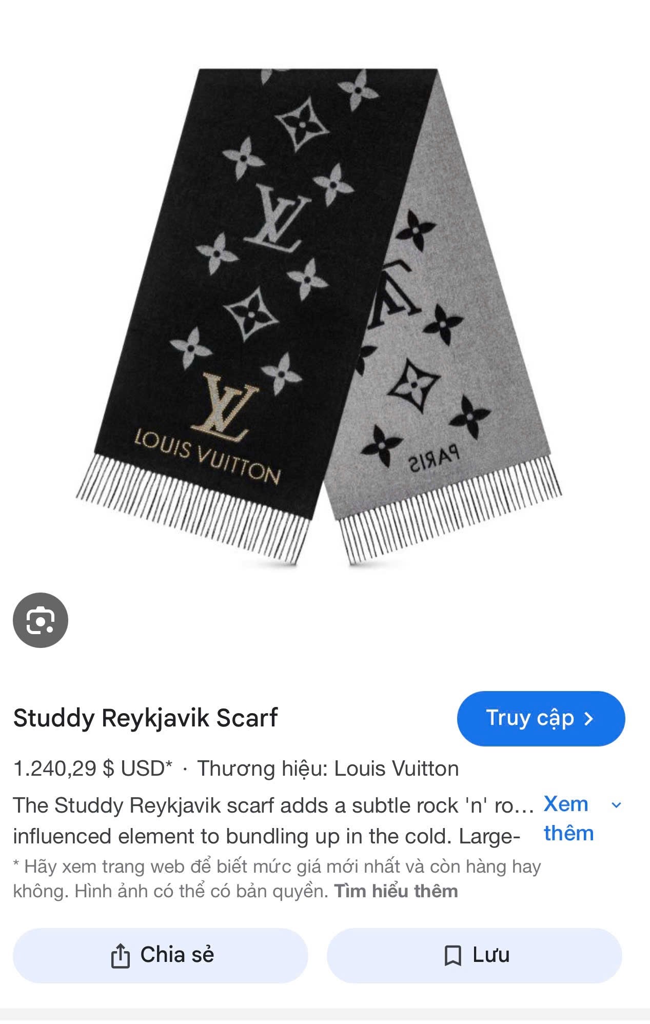 Khăn LV Cashmere Đính Hạt 8/3