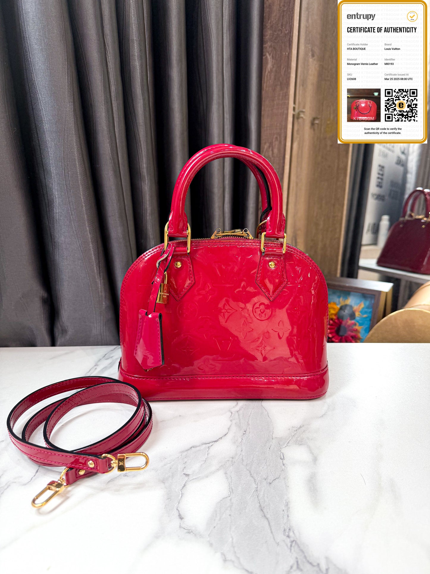 LV Alma BB Đỏ Vernis