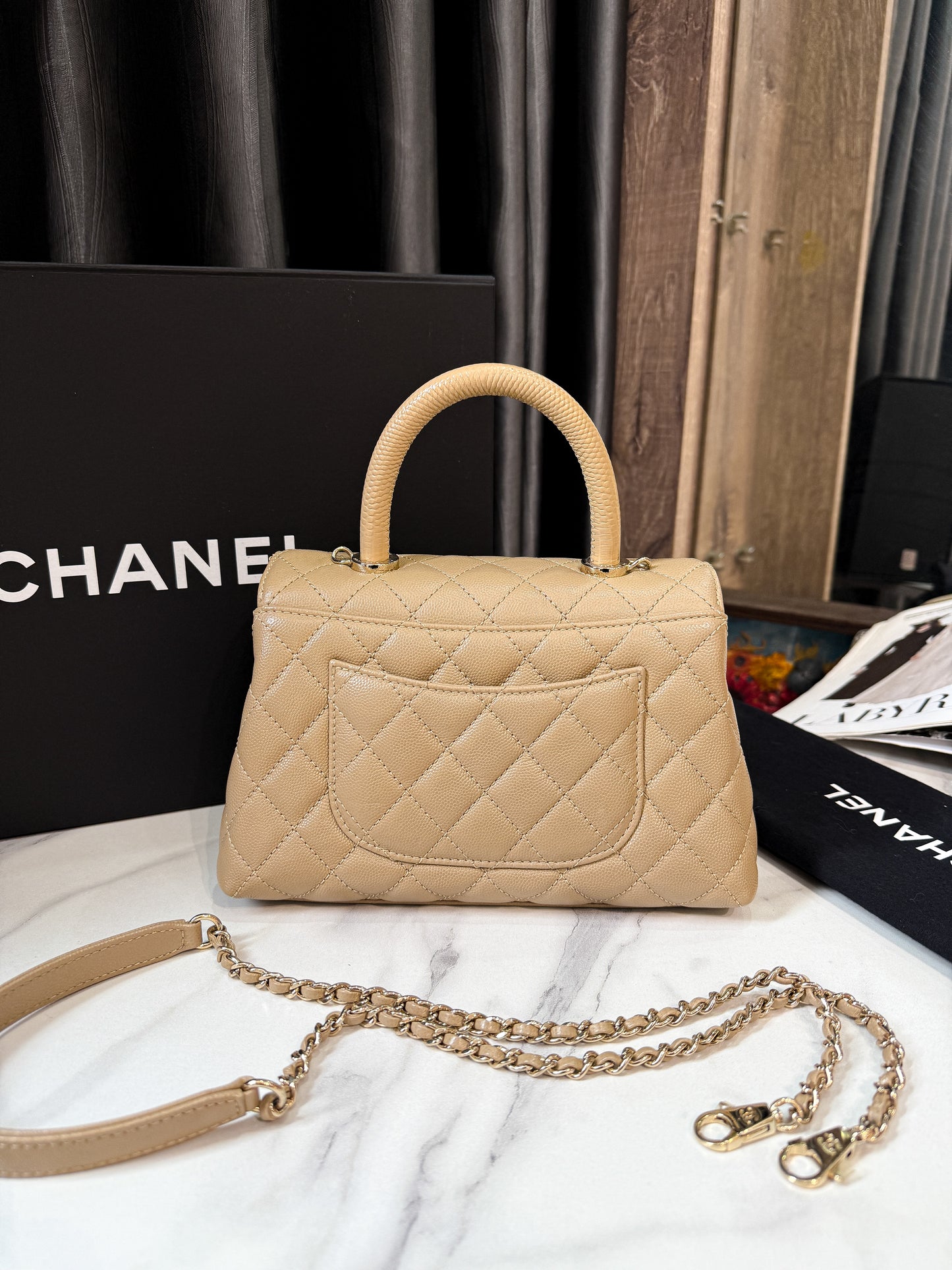 A A Chanel Coco 9.5 Begie Caviar