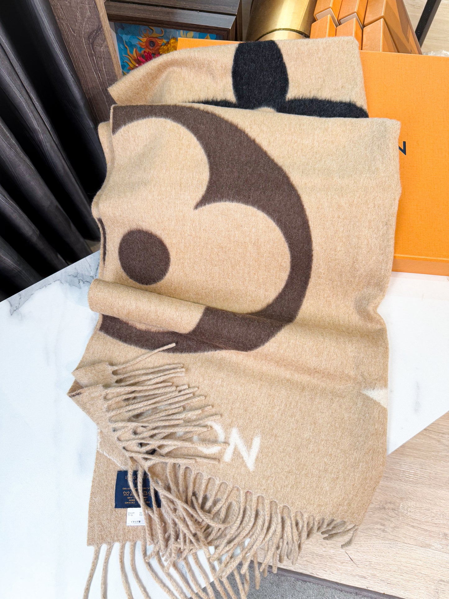 Khăn Choàng LV Cashmere Begie 14/5