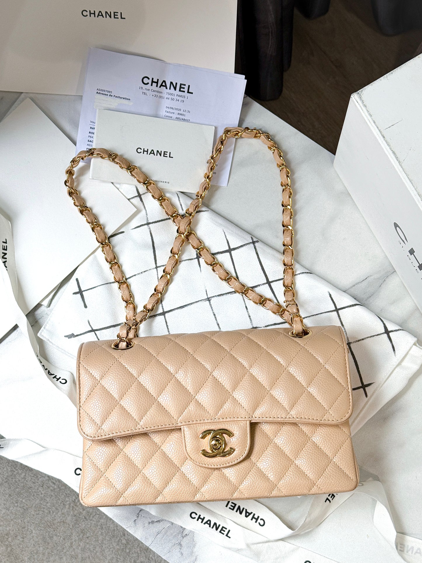 Chanel Classic Size S Begie