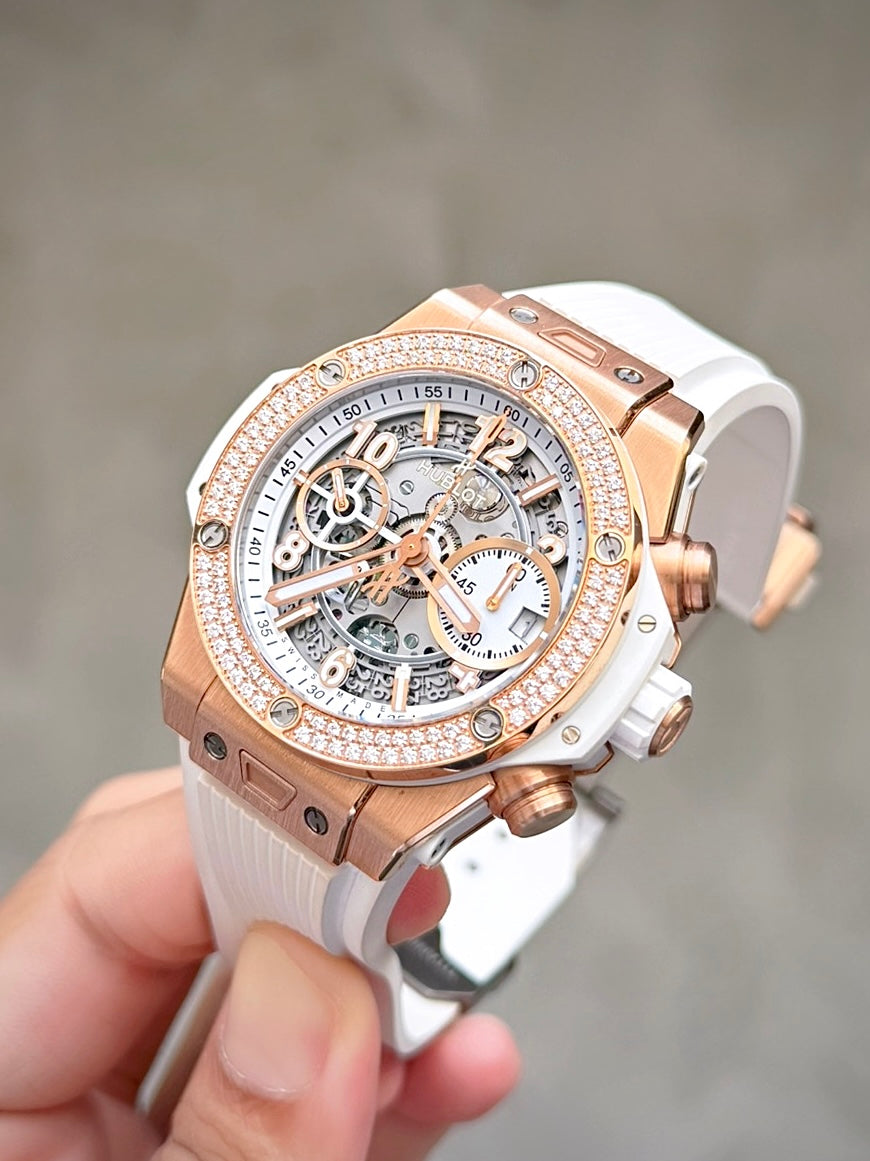 Đồng Hồ Hublot Bigbang Unico King Gold White size 42