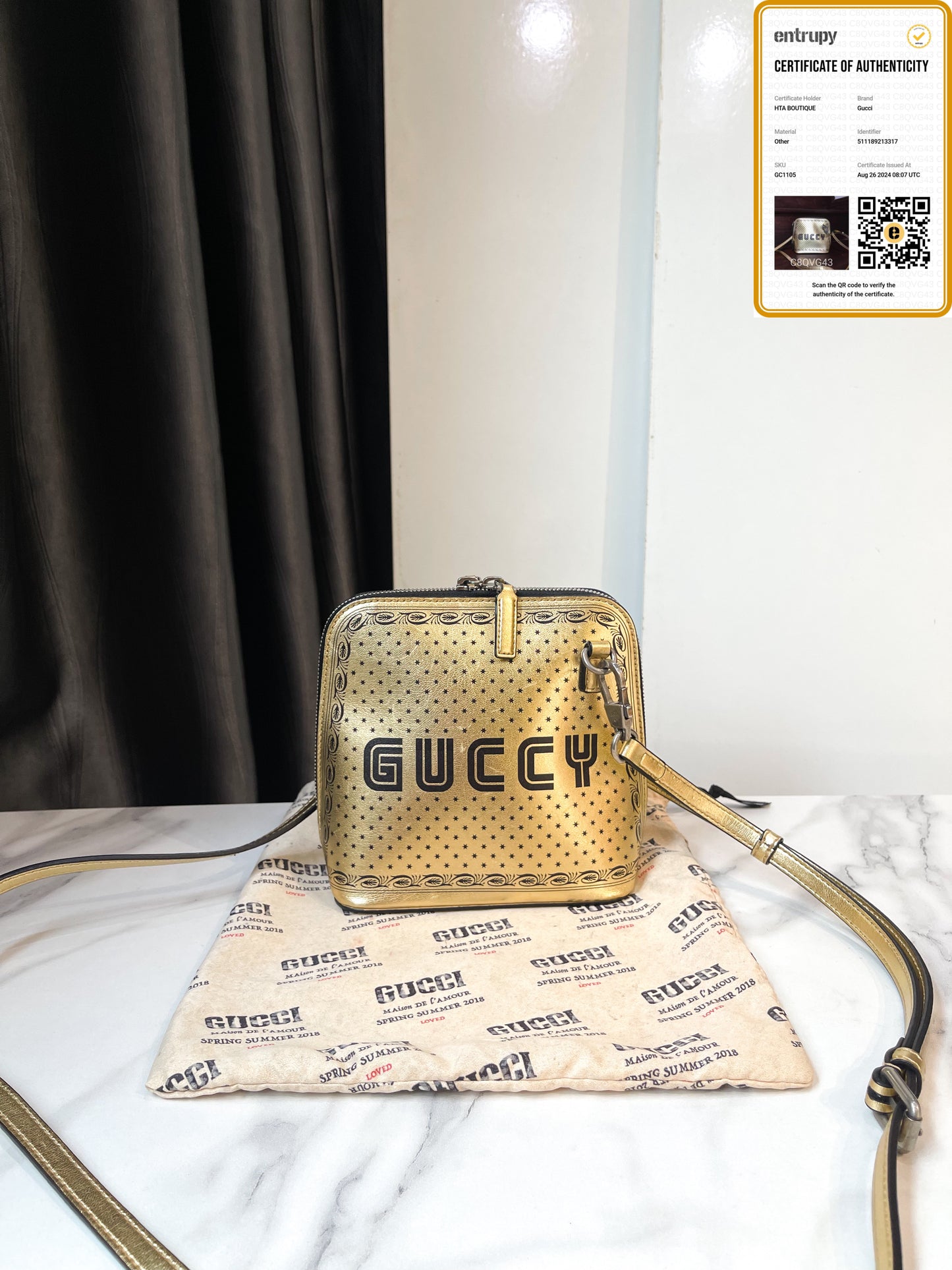 Túi Gucci Hến Nhũ Vàng