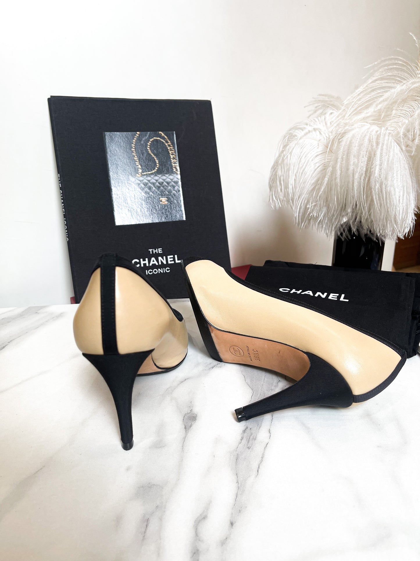 Chanel Begie Black Toe High Heels