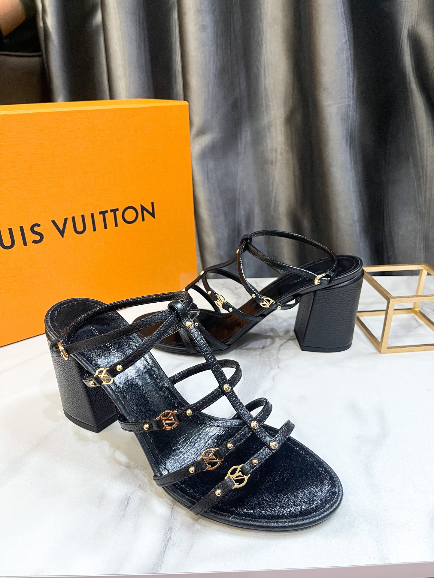 LV Sandal with Black Straps