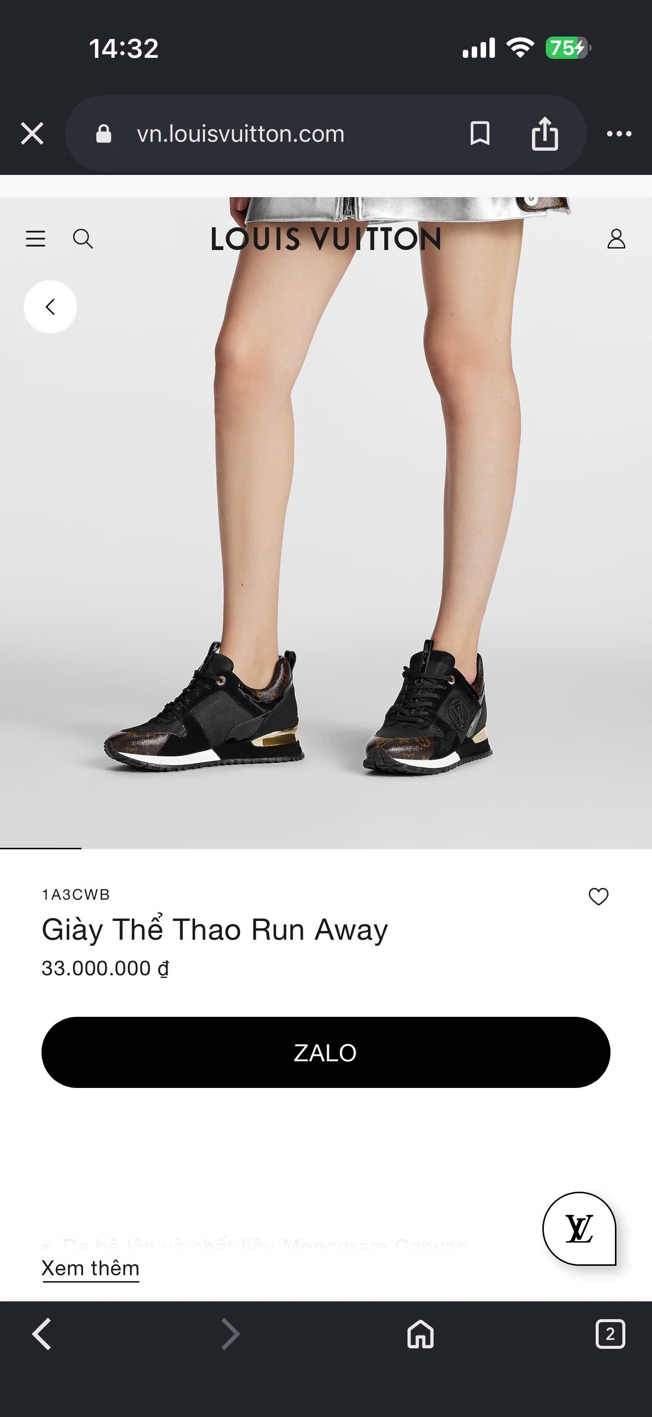 Giày LV Hot Size 36.5 GD65