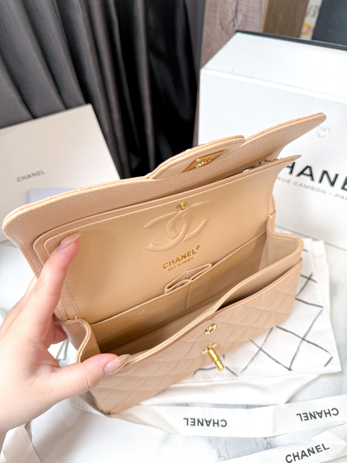 Chanel Classic Size S Begie