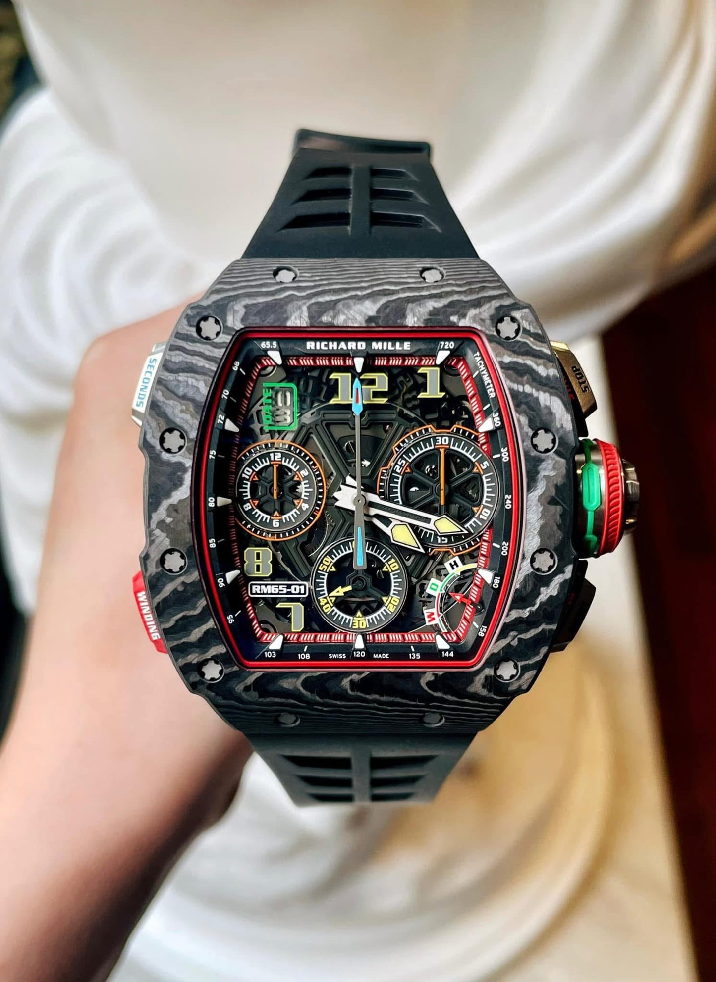 Đồng Hồ Richard Mille RM65-01 Carbon TPT Split -Seconds Chronograph