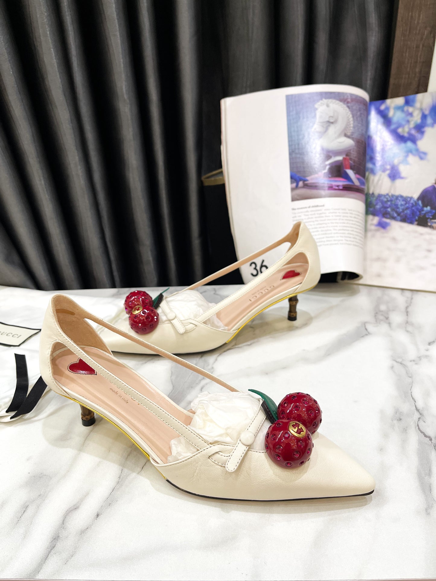 Gucci Strawberry White Shoes