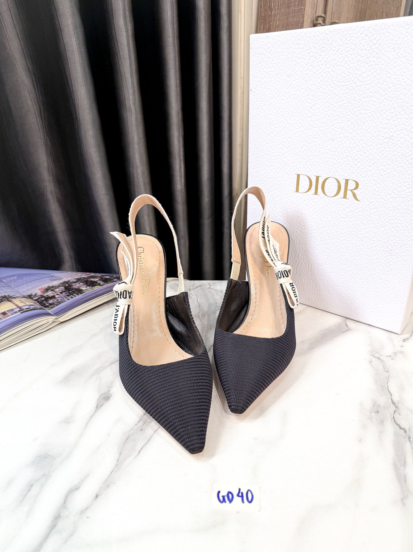 Slingback Dior Đen Size 37.5D GD40