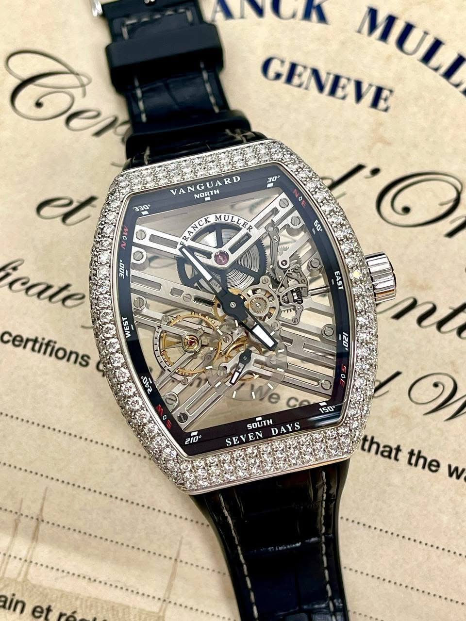Franck Muller V45 Skeleton White Gold Diamond