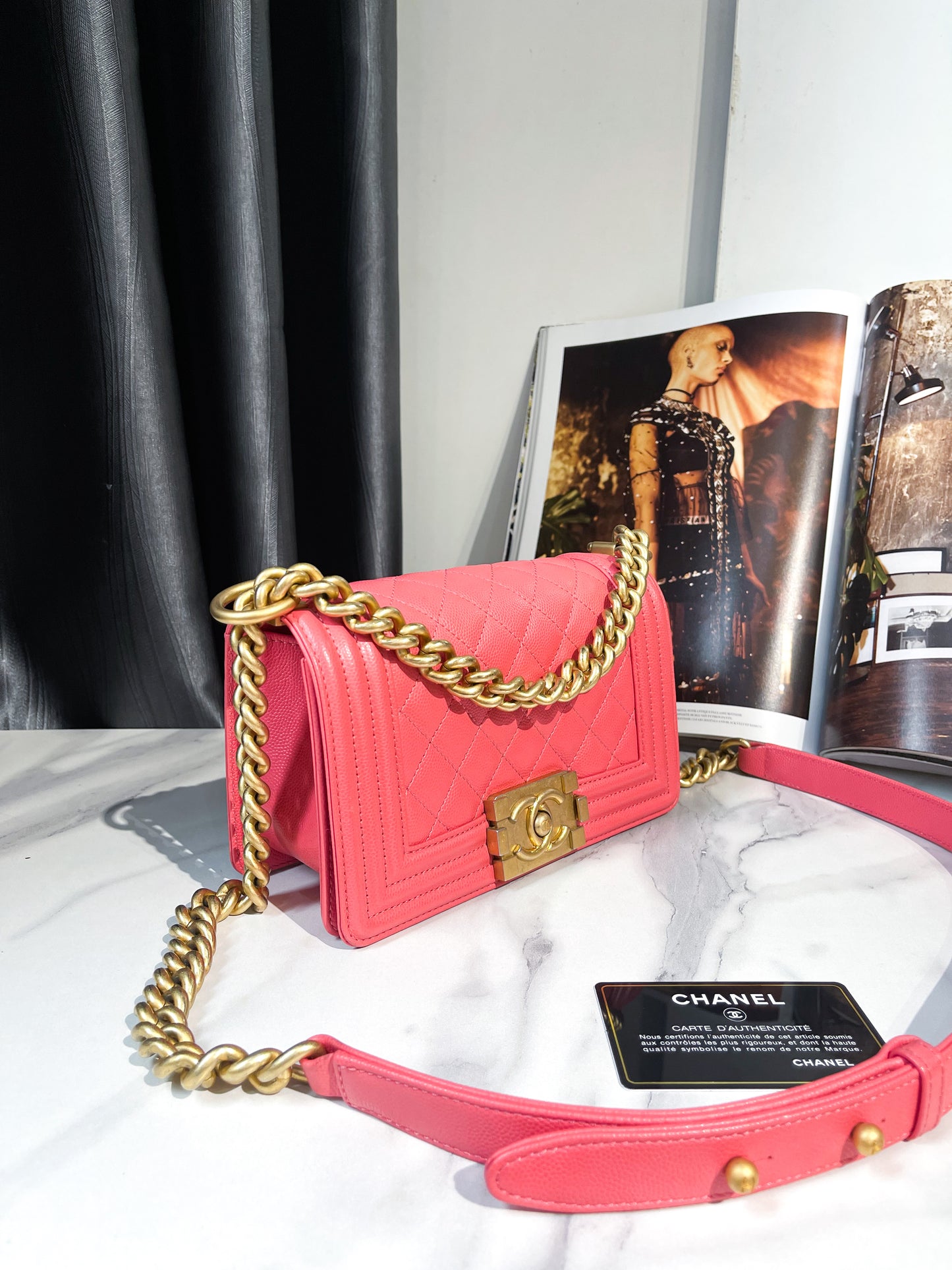 Chanel Boy S Hồng Caviar