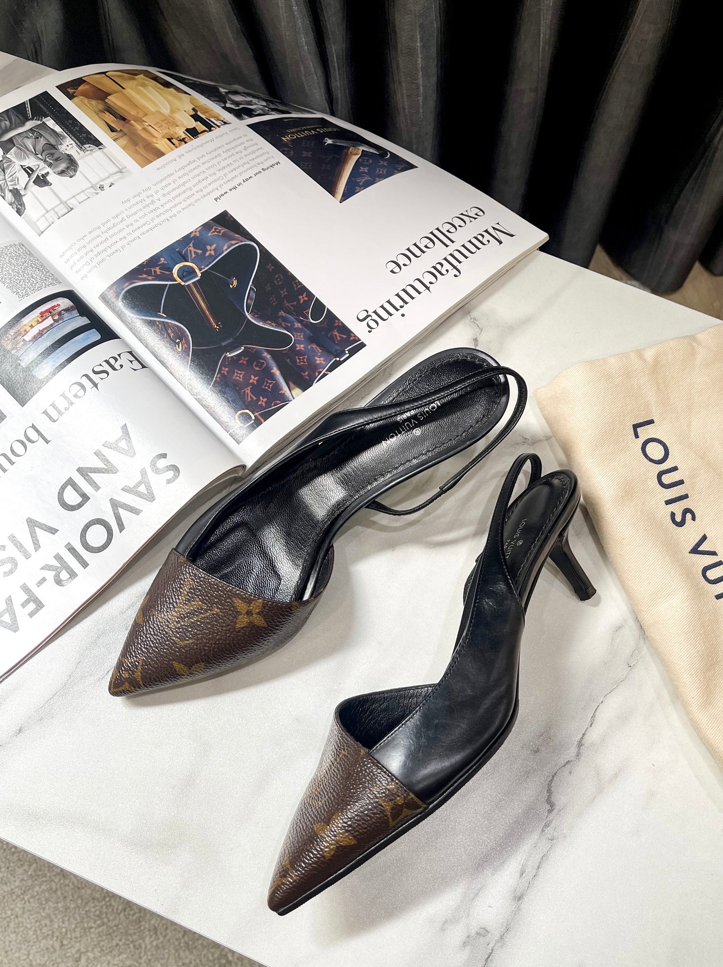 Slingback LV Mono Mixed Black